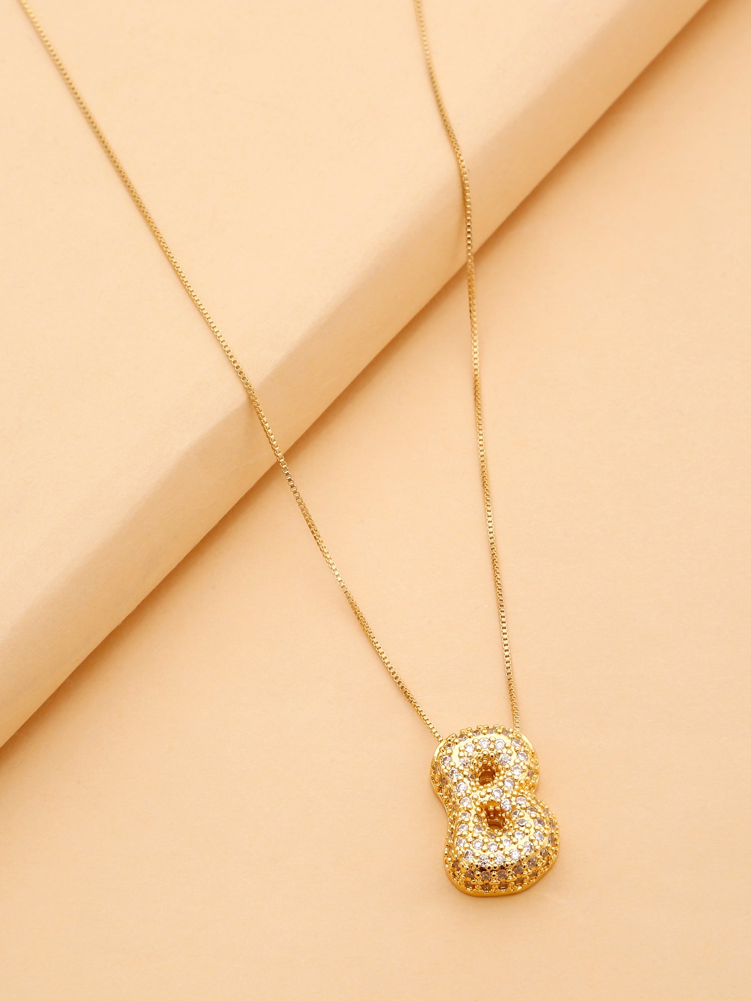 CZ Zirconia Bubble Letters Pendant Necklace