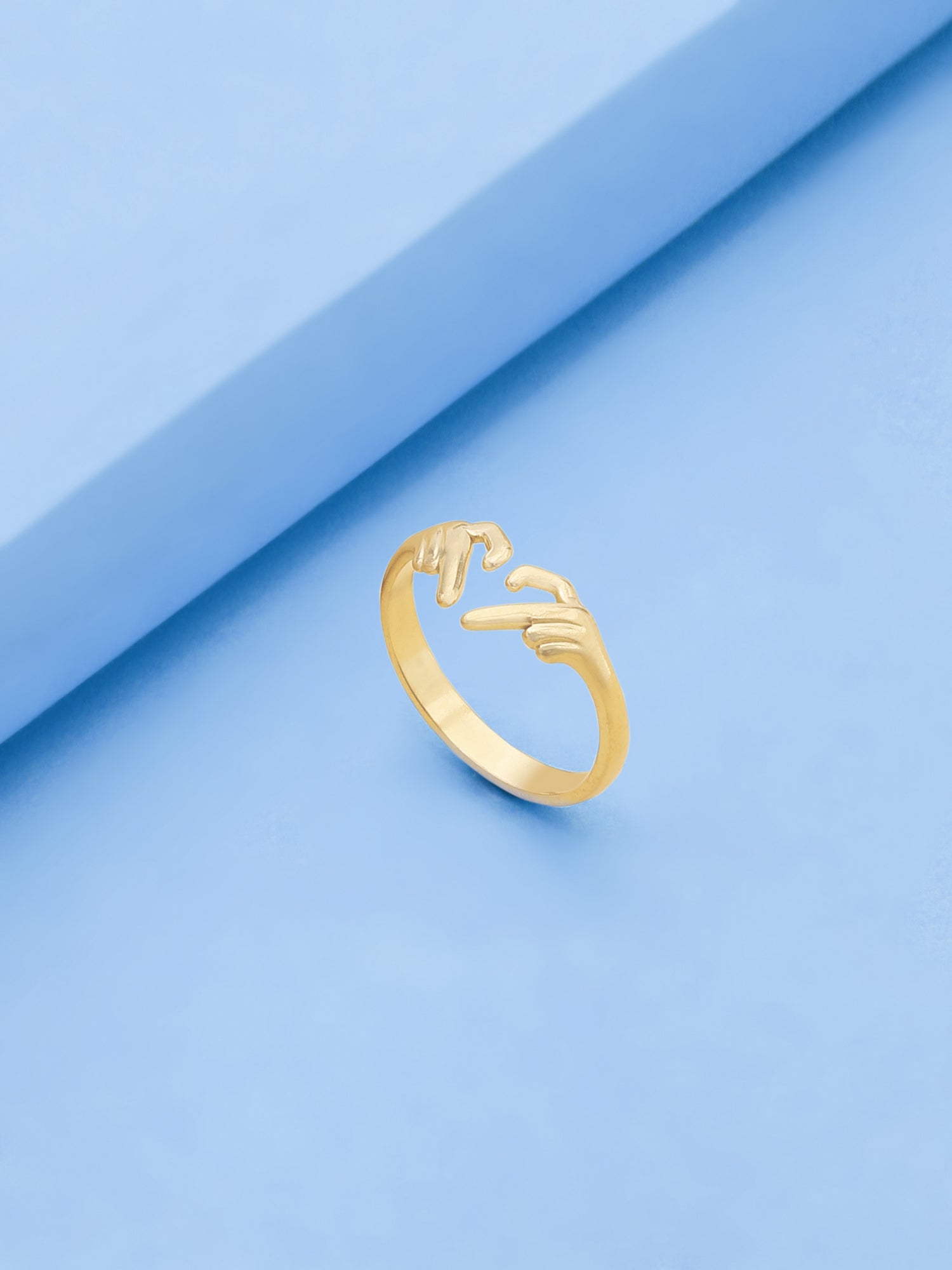 18k Gold-Plated Adjustable Heart Hands Ring