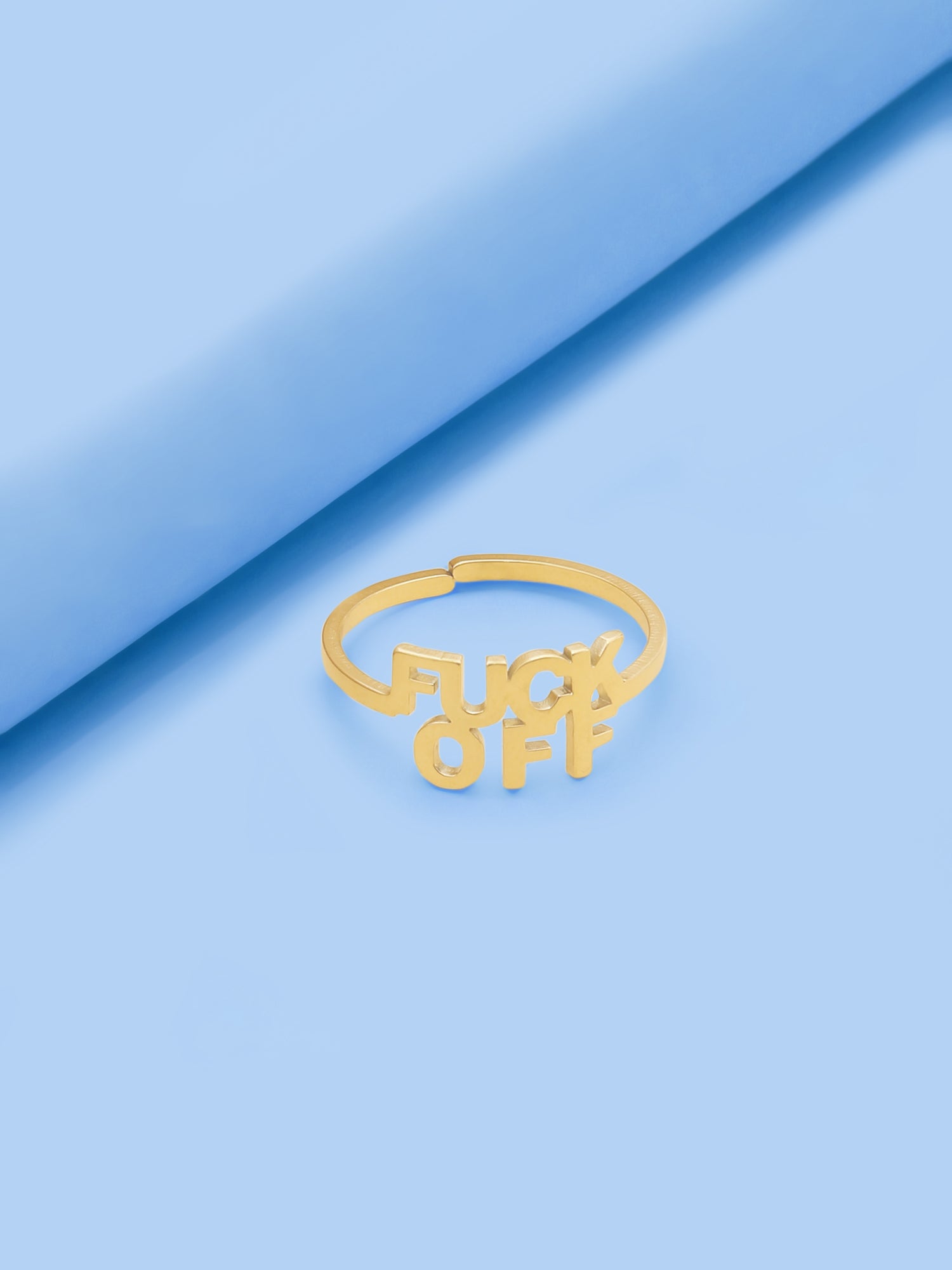 18k Gold-Plated "Fuck Off" Adjustable Ring