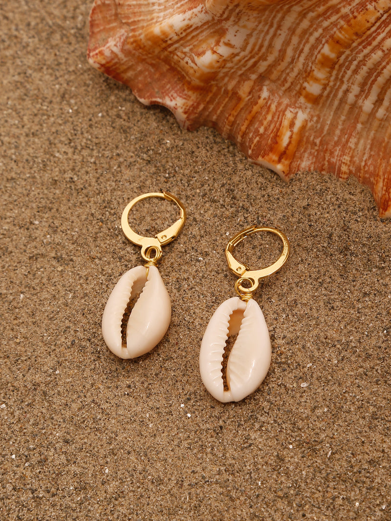 White Shell Drop Earrings