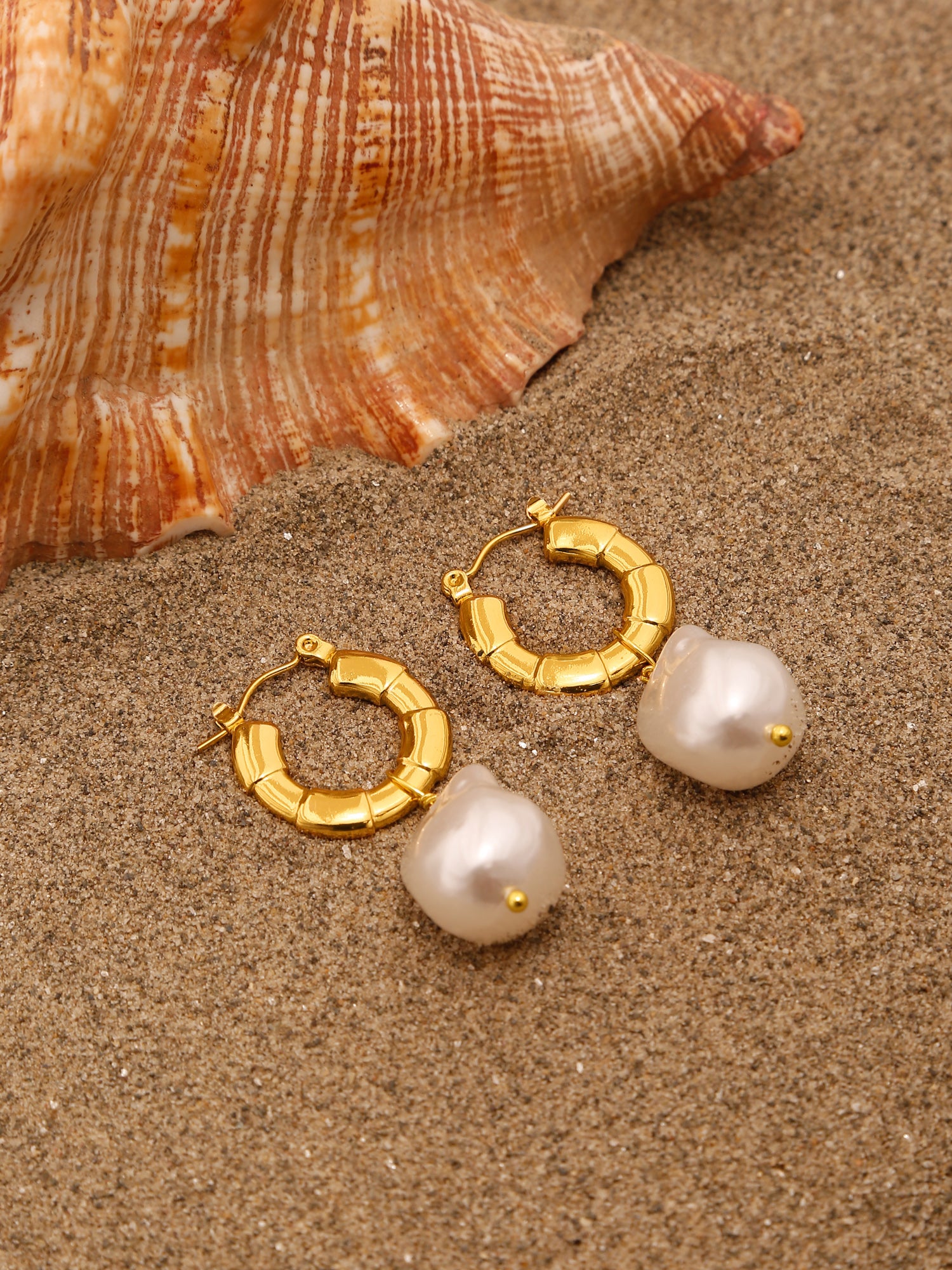 Faux Pearl Hoop Earrings