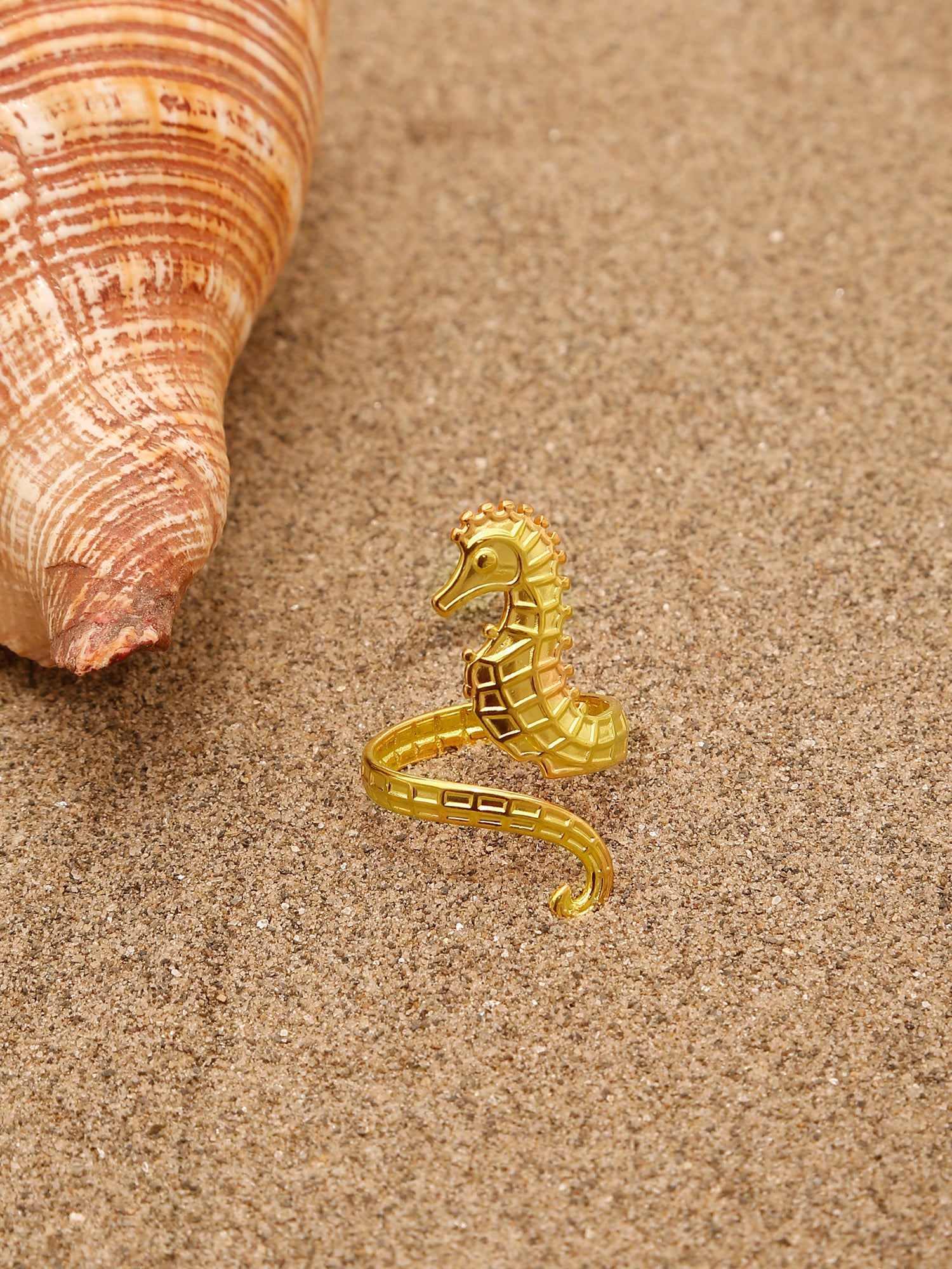 18K Gold-Plated Seahorse Open Ring