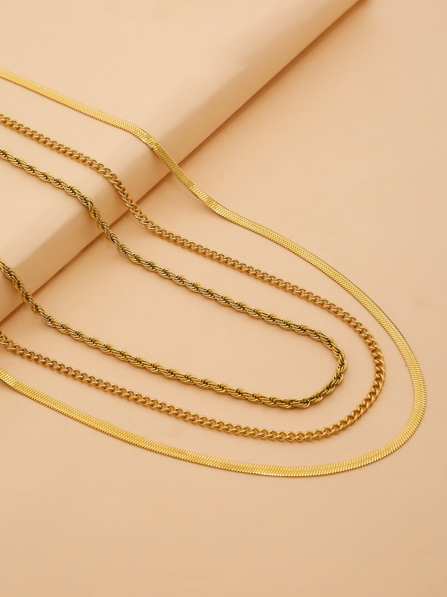 3pcs 18K Gold Plated Minimalist Chain Necklace
