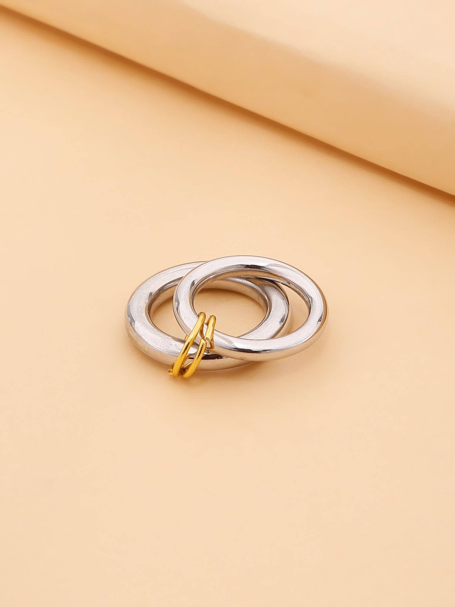 1pc 18K Gold-Plated Double-Layered Stainless Steel Unisex Ring