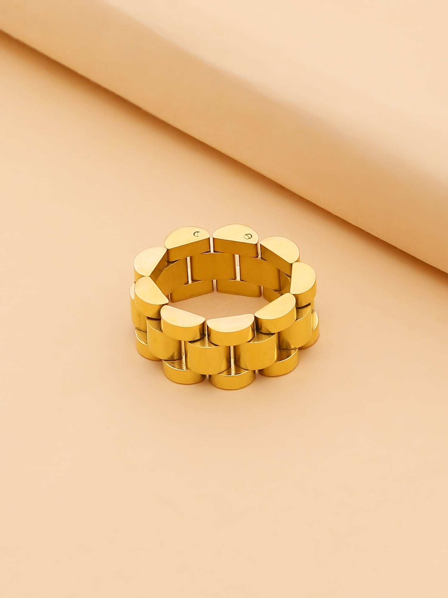 Luxury 18K Gold-Plated Chunky Link Chain Ring for Women | Bold Wide Strap Style