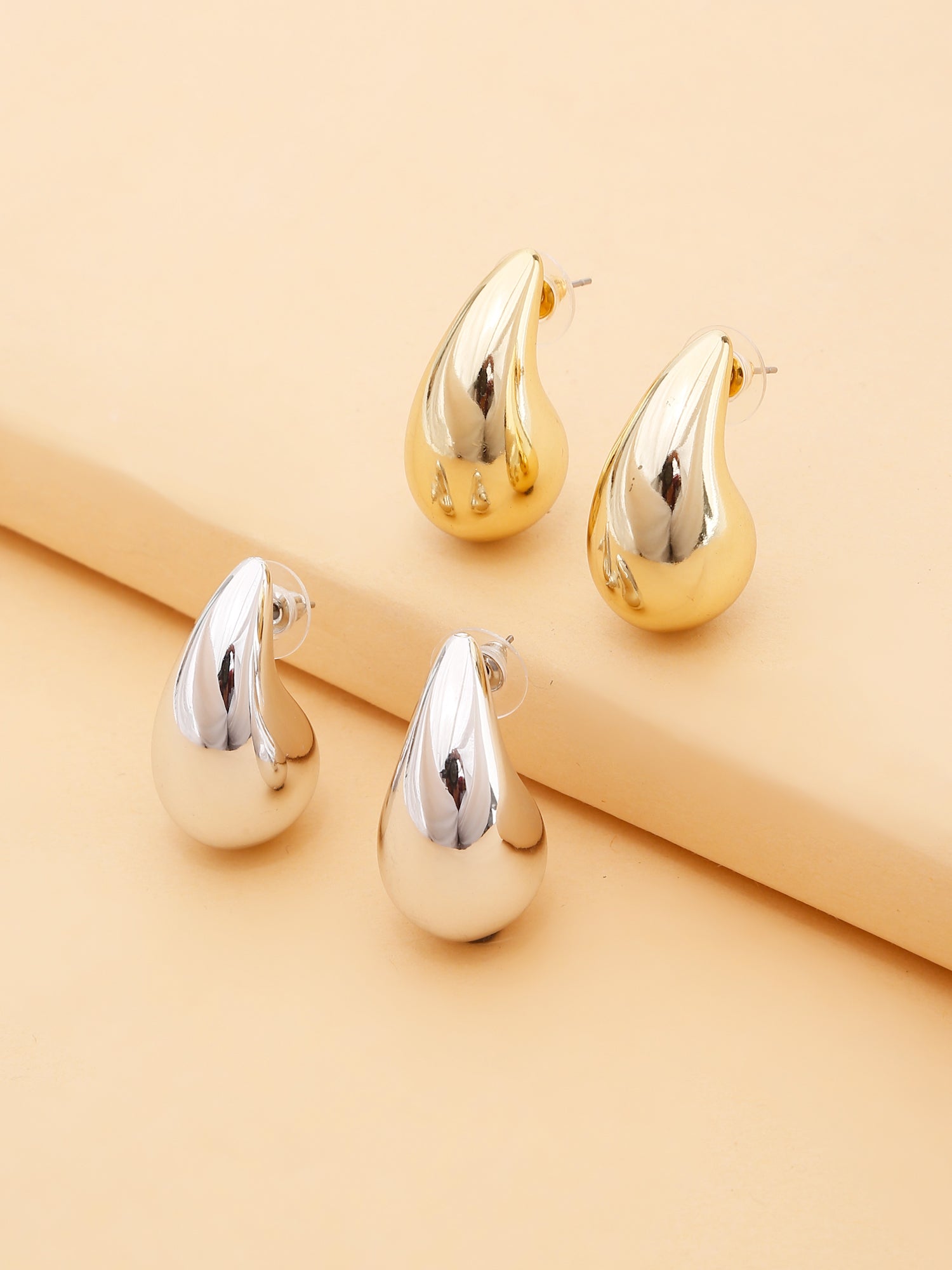 Sculpted Elegance: 2 Pairs Water Drop Earrings for Women