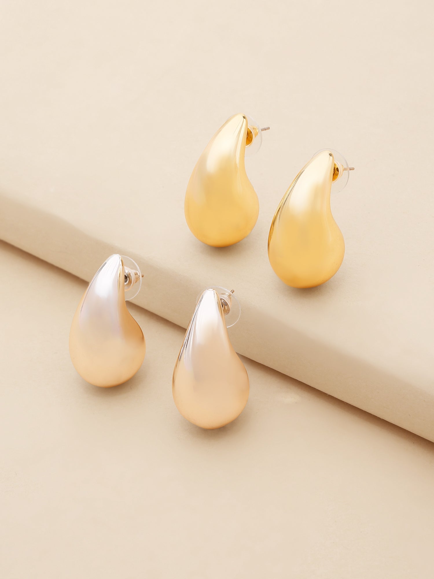 Sculpted Elegance: 2 Pairs Water Drop Earrings for Women