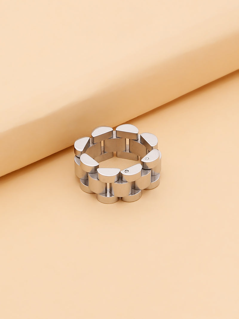 Chunky Silver Double Layered Formal Band Ring