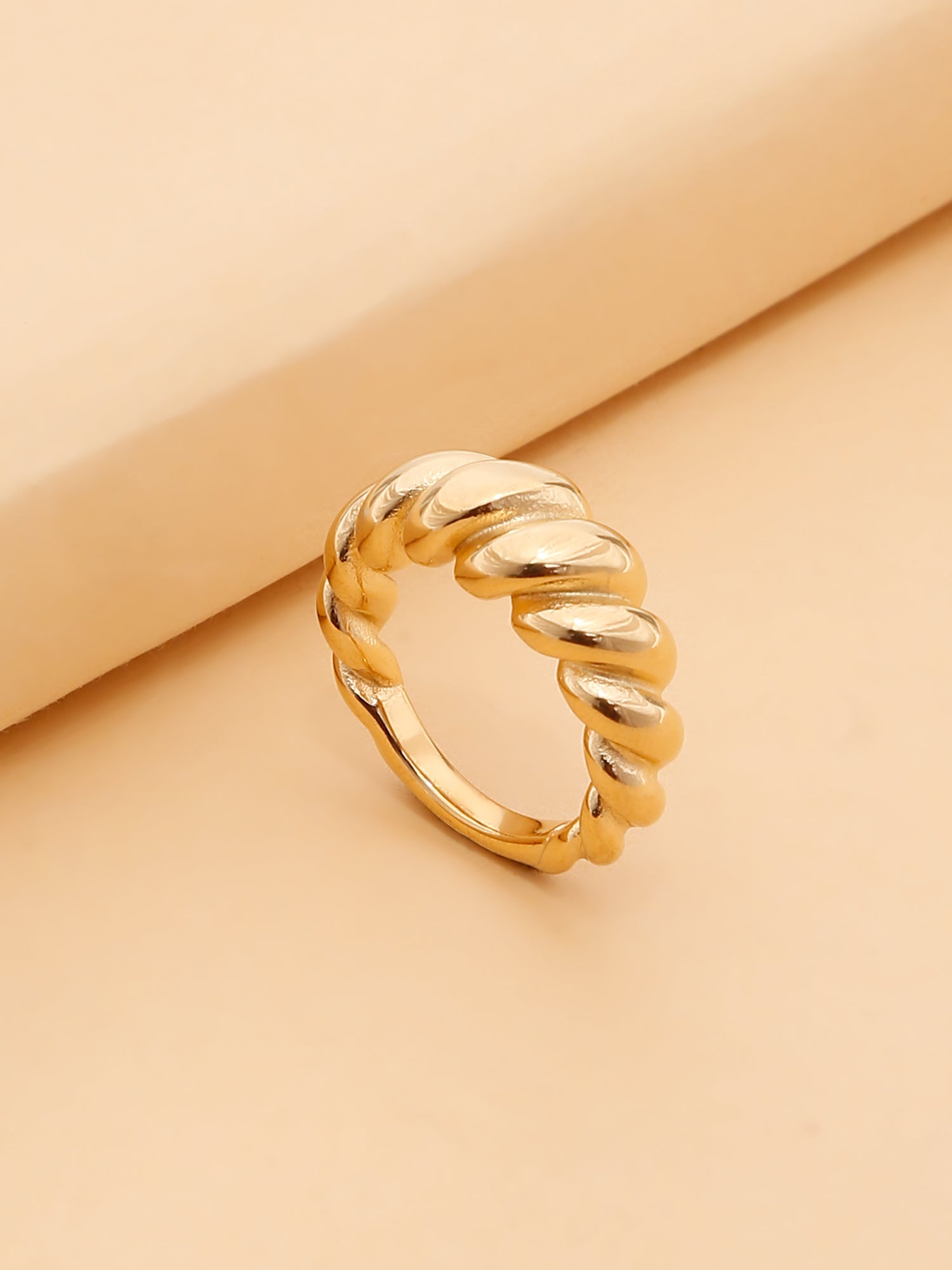 Mazuer 1pc 18K Gold Plated Vintage Water Drop Double Ended Ring