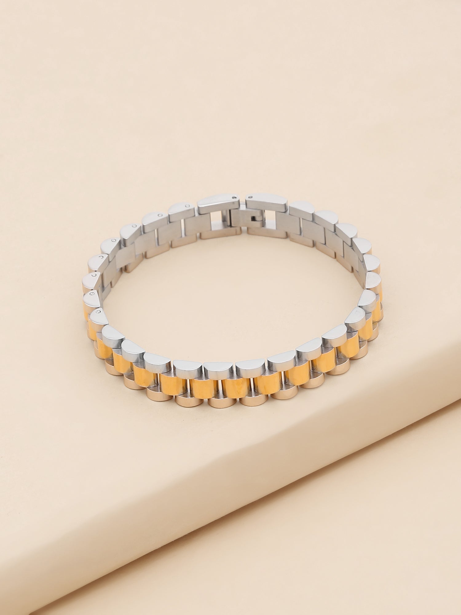 18k Gold Plated Metal Watchband Two-Toned Bracelet