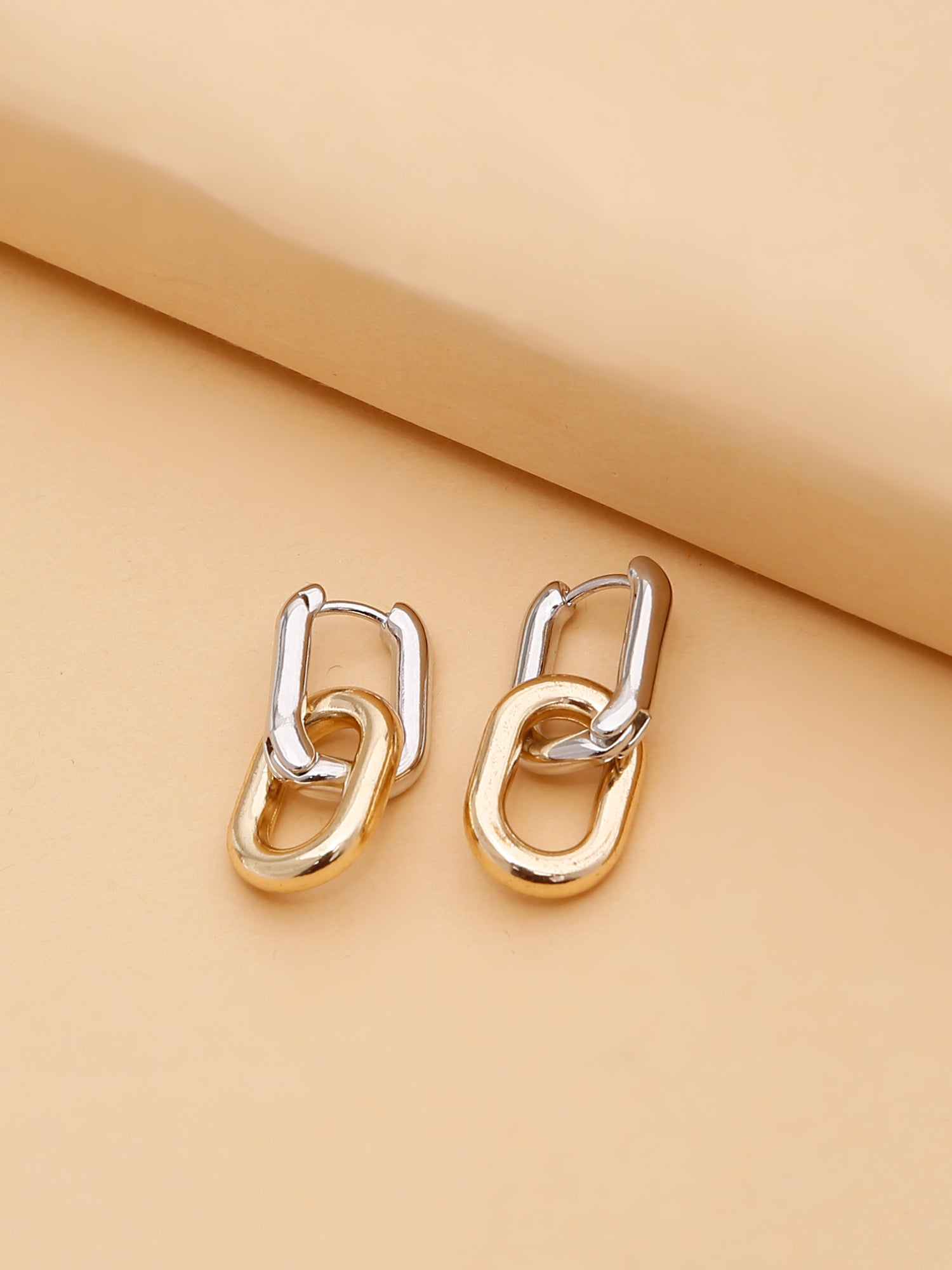 Two Tone Chunky Chain Drop Earrings