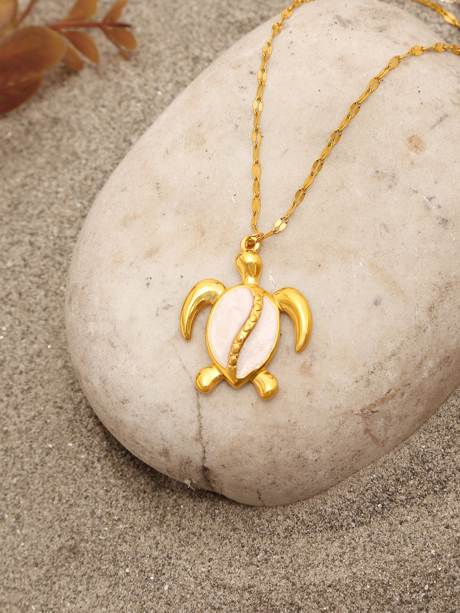Dual Tone Gold-Plated Turtle Pendant Necklace
