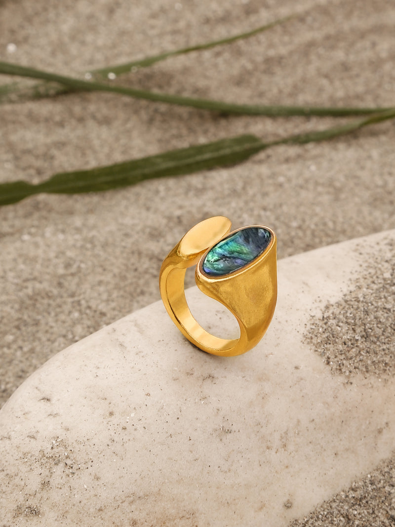 Coloured Stone Golden Open Ring