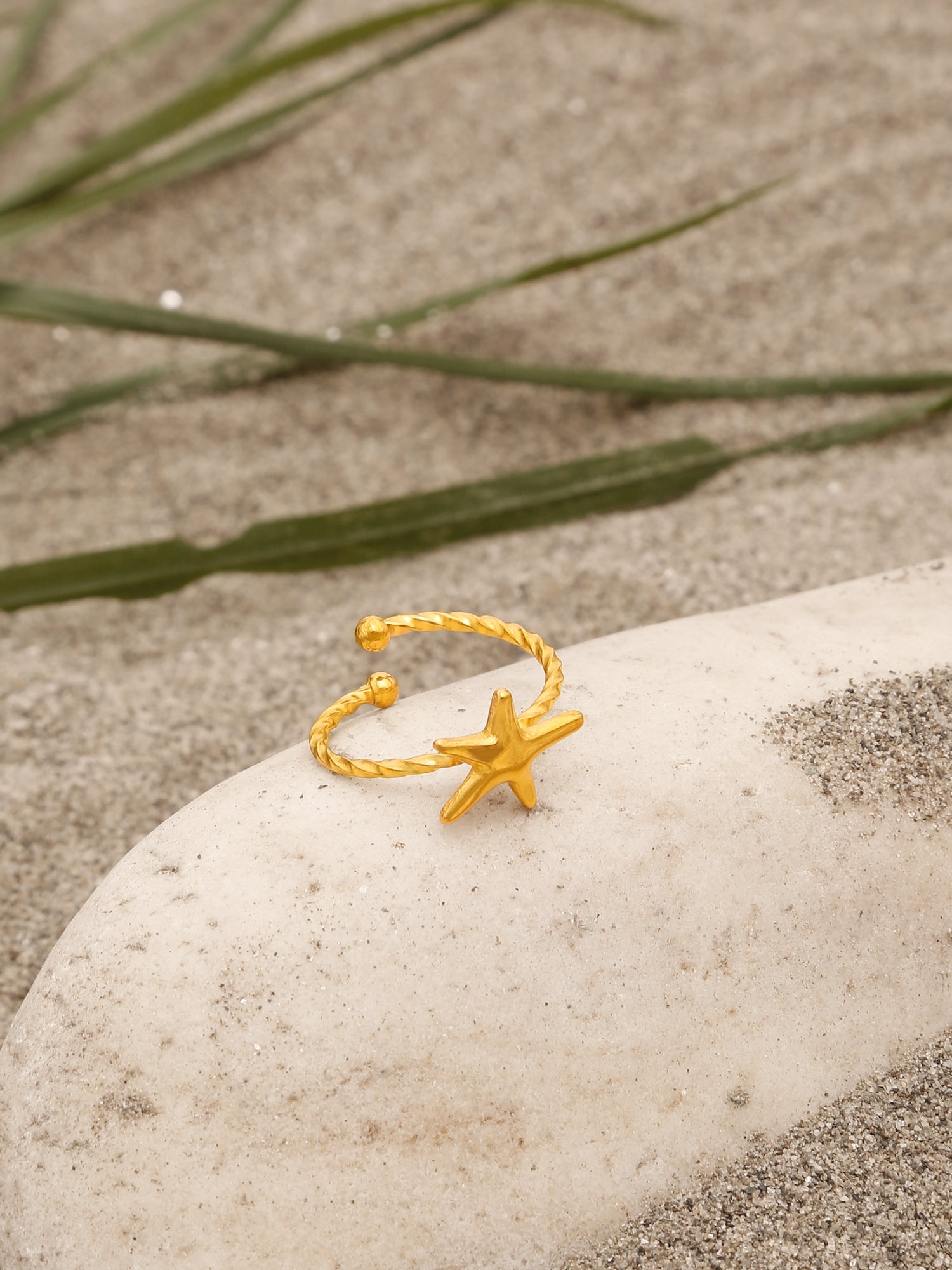 Gold-Plated Small Starfish Adjustable Ring