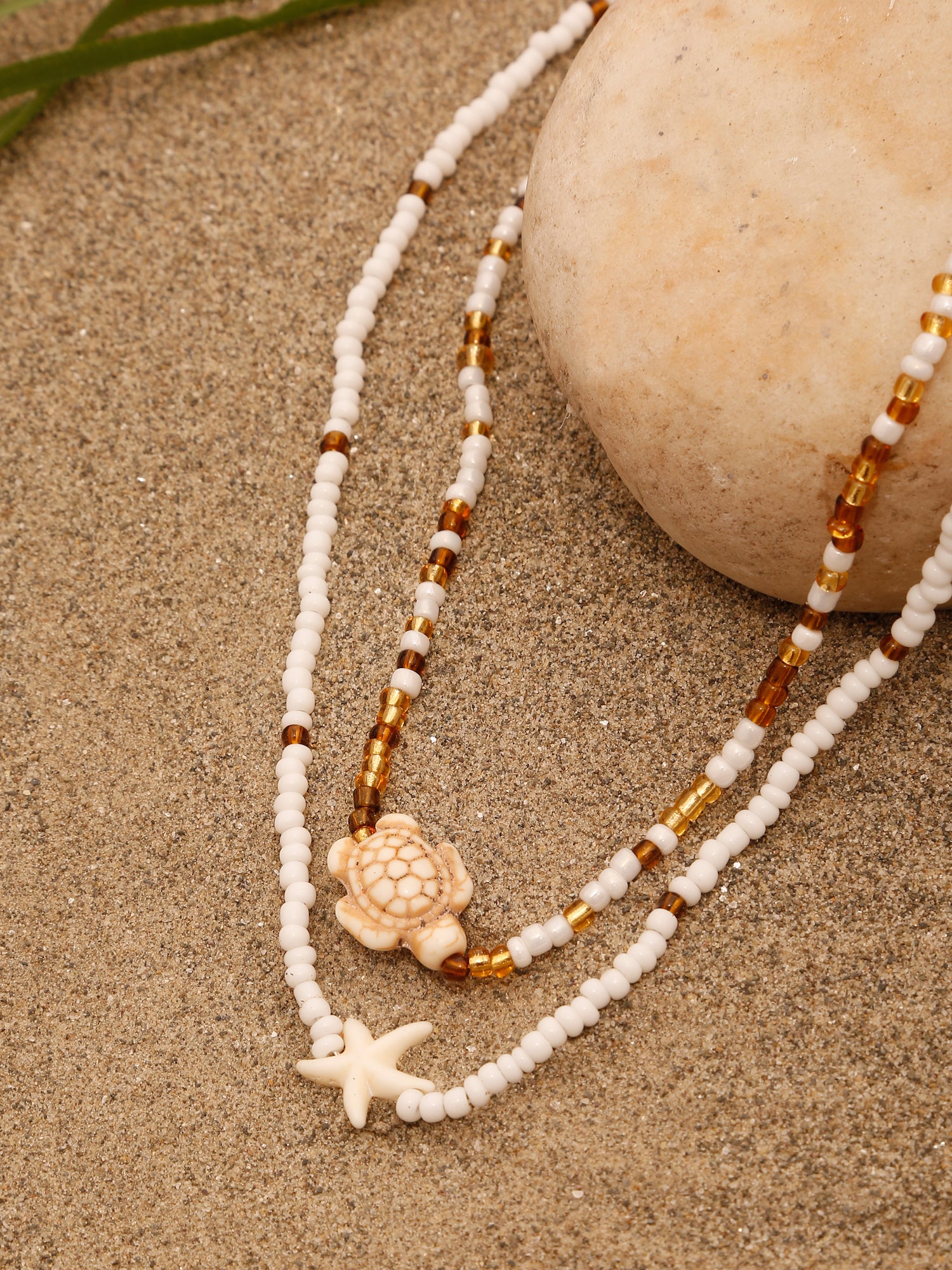 Elegant 18K Gold Plated Turtle, Starfish & Shell Pendant Necklace