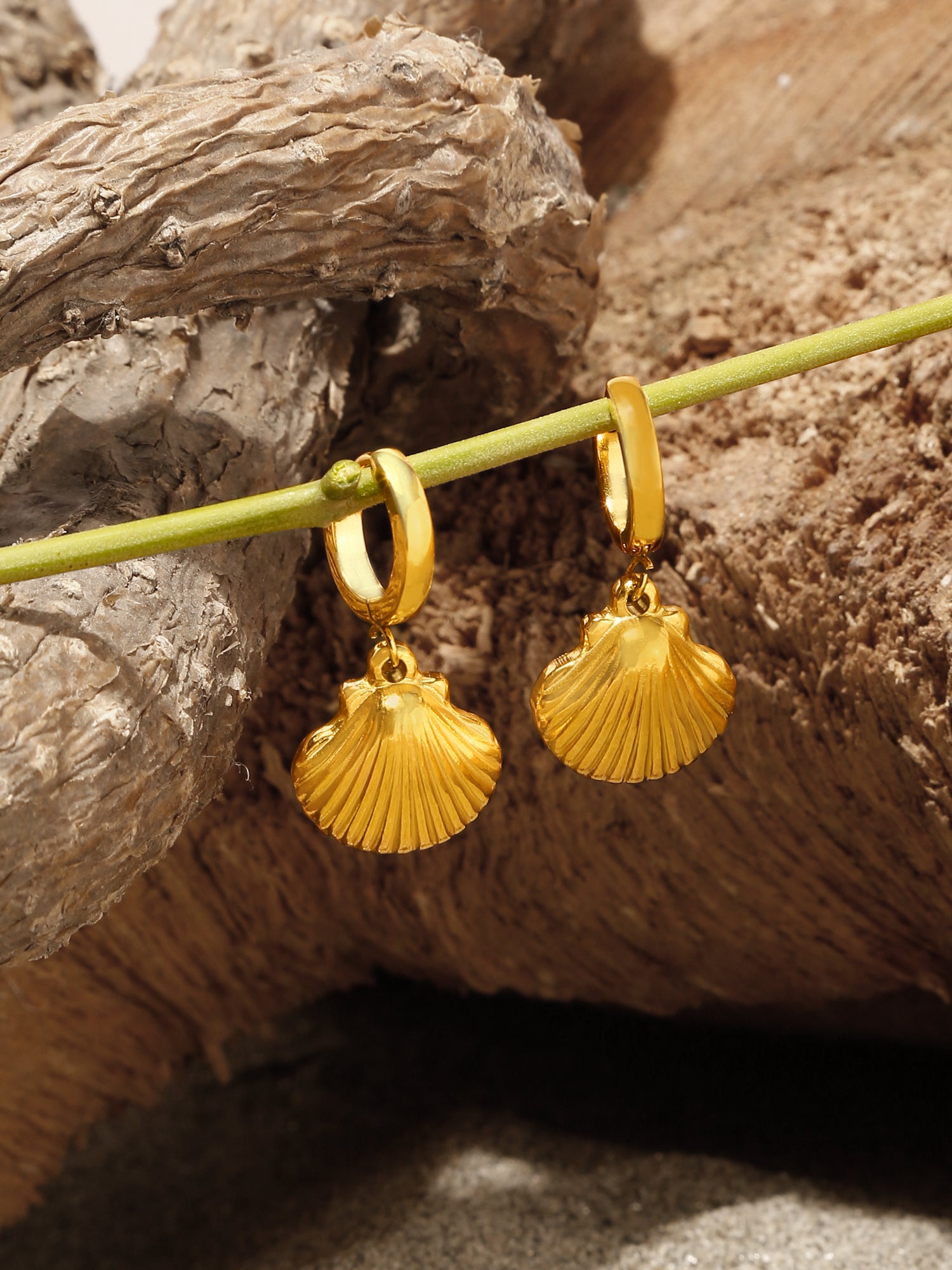 Shell Hoop Drop Earrings