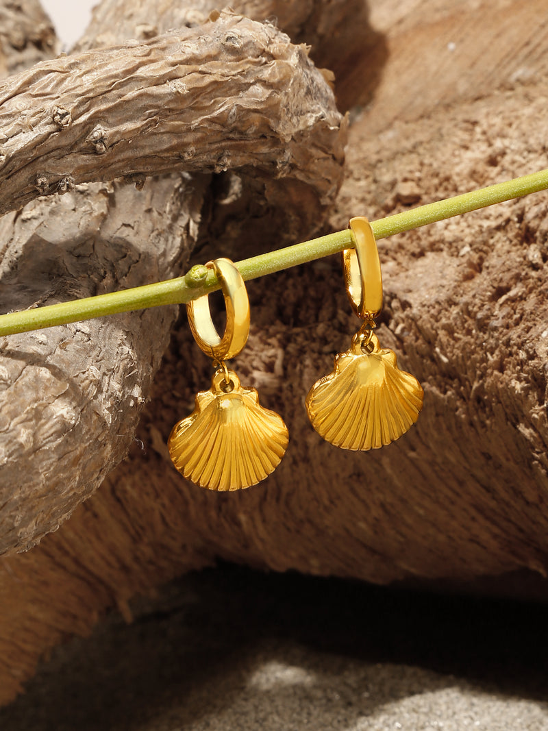Shell Hoop Drop Earrings