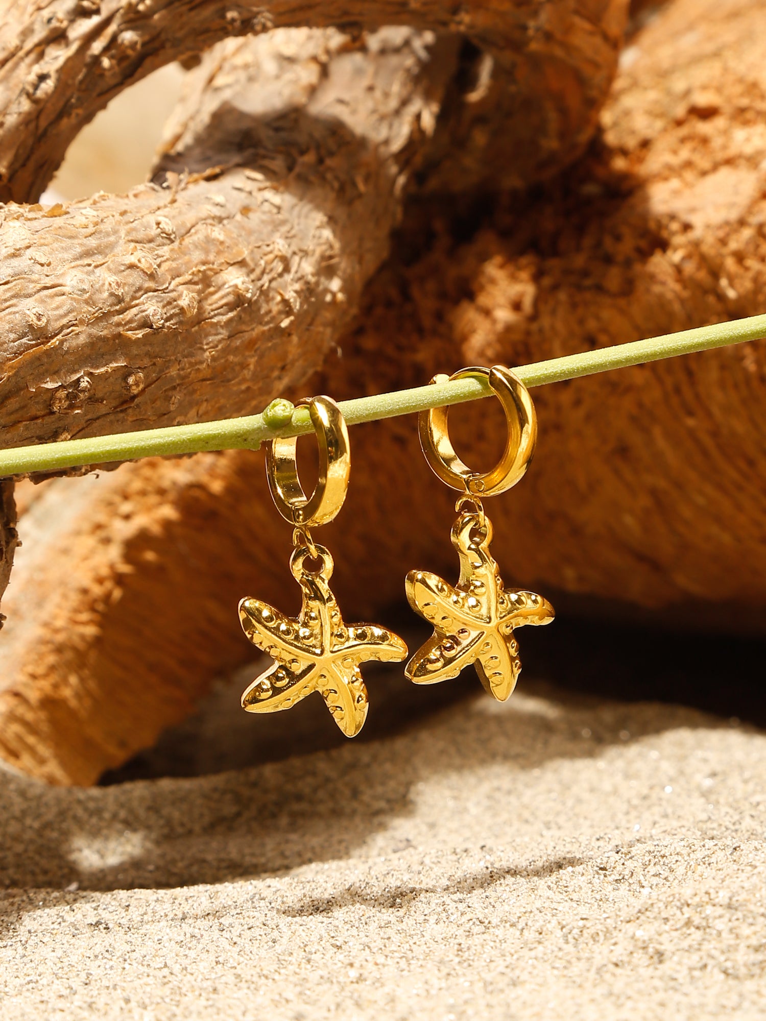 Vintage Starfish Shell Hoop Earrings