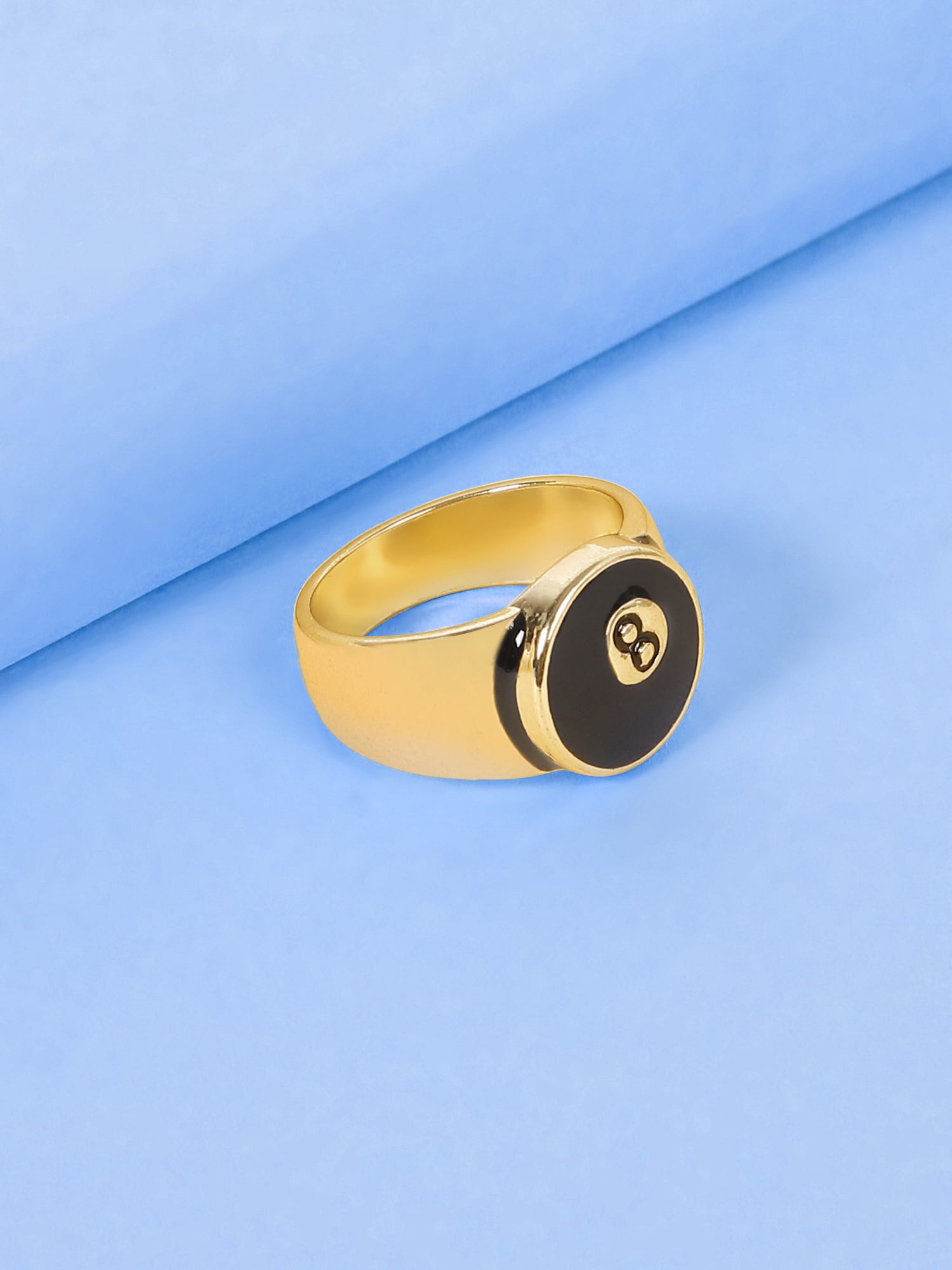 18k Gold-Plated 8 Ball Dual Tone Ring