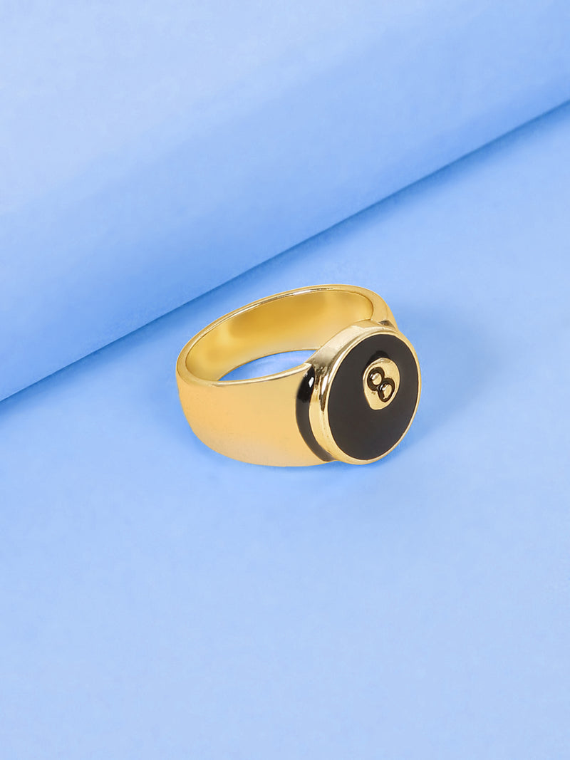 18k Gold-Plated 8 Ball Dual Tone Ring