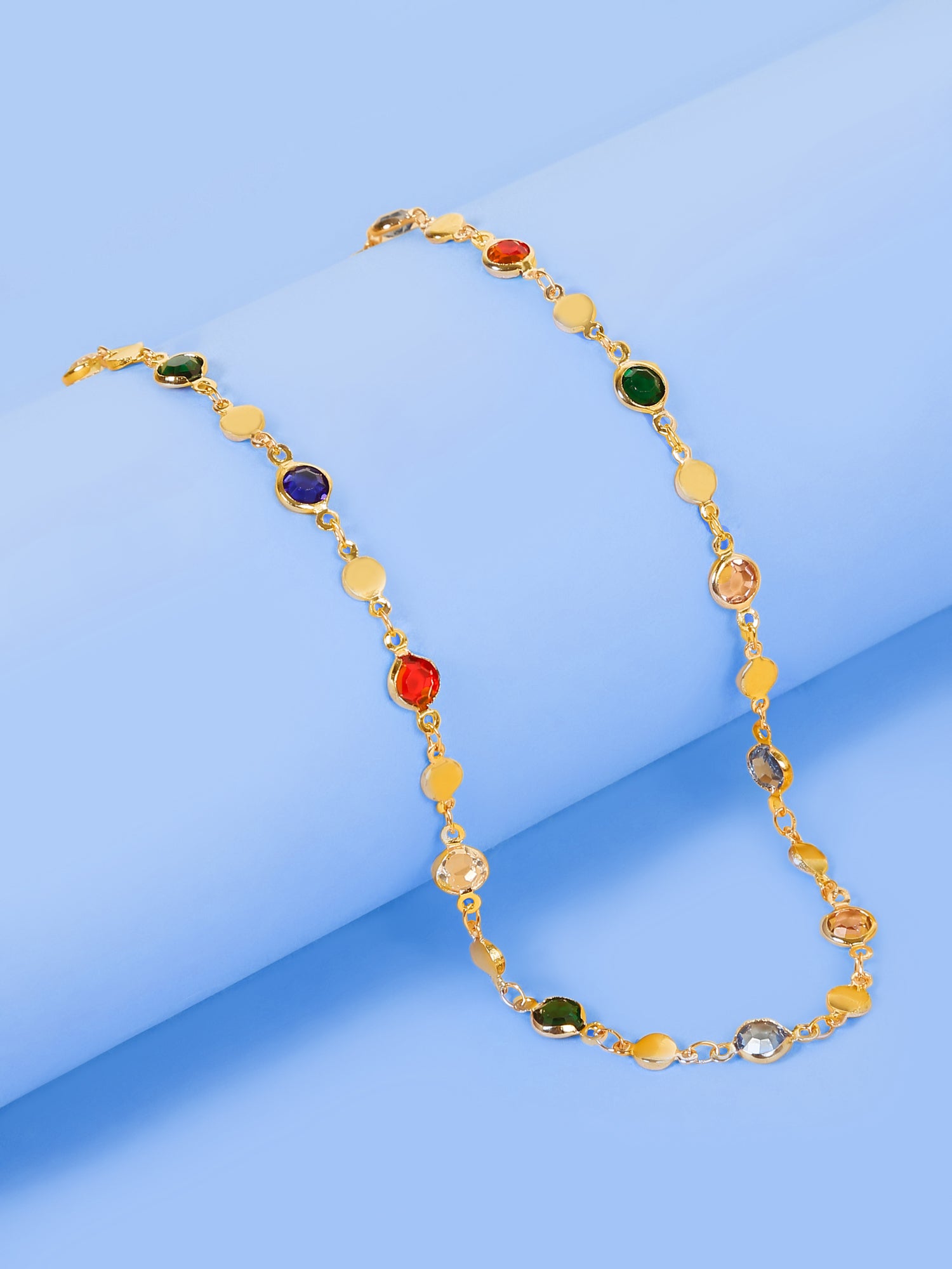 18k Gold-Plated Multicolor Necklace with Big Coloured Circles