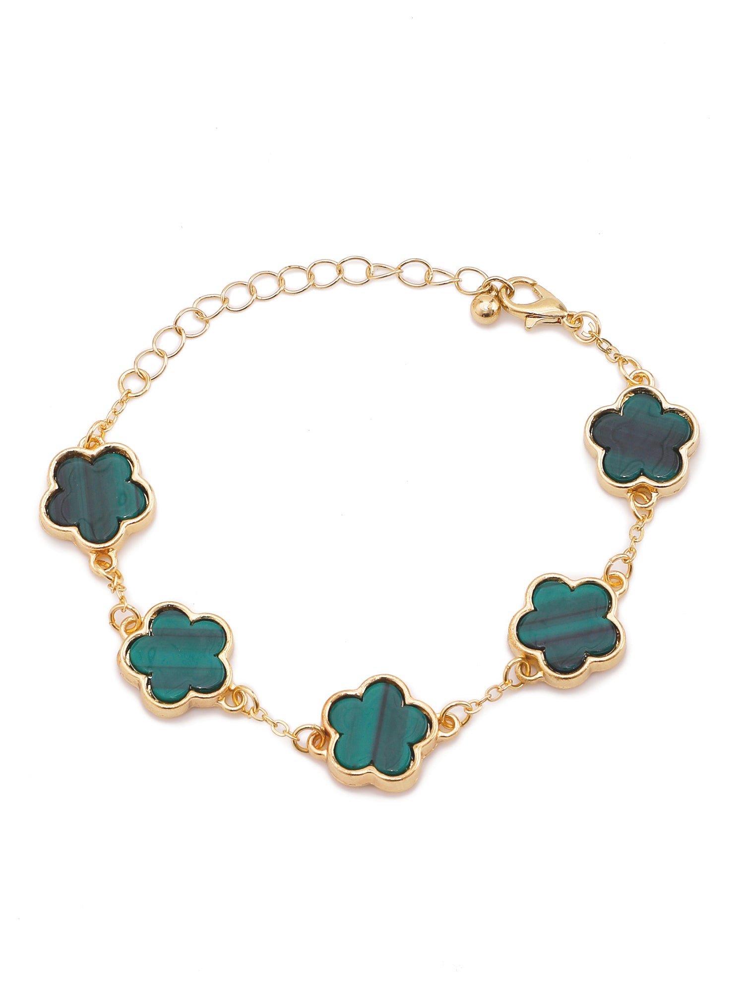 1pc Elegant Gold-Plated Black Clover Flower Chain Bracelet for Women