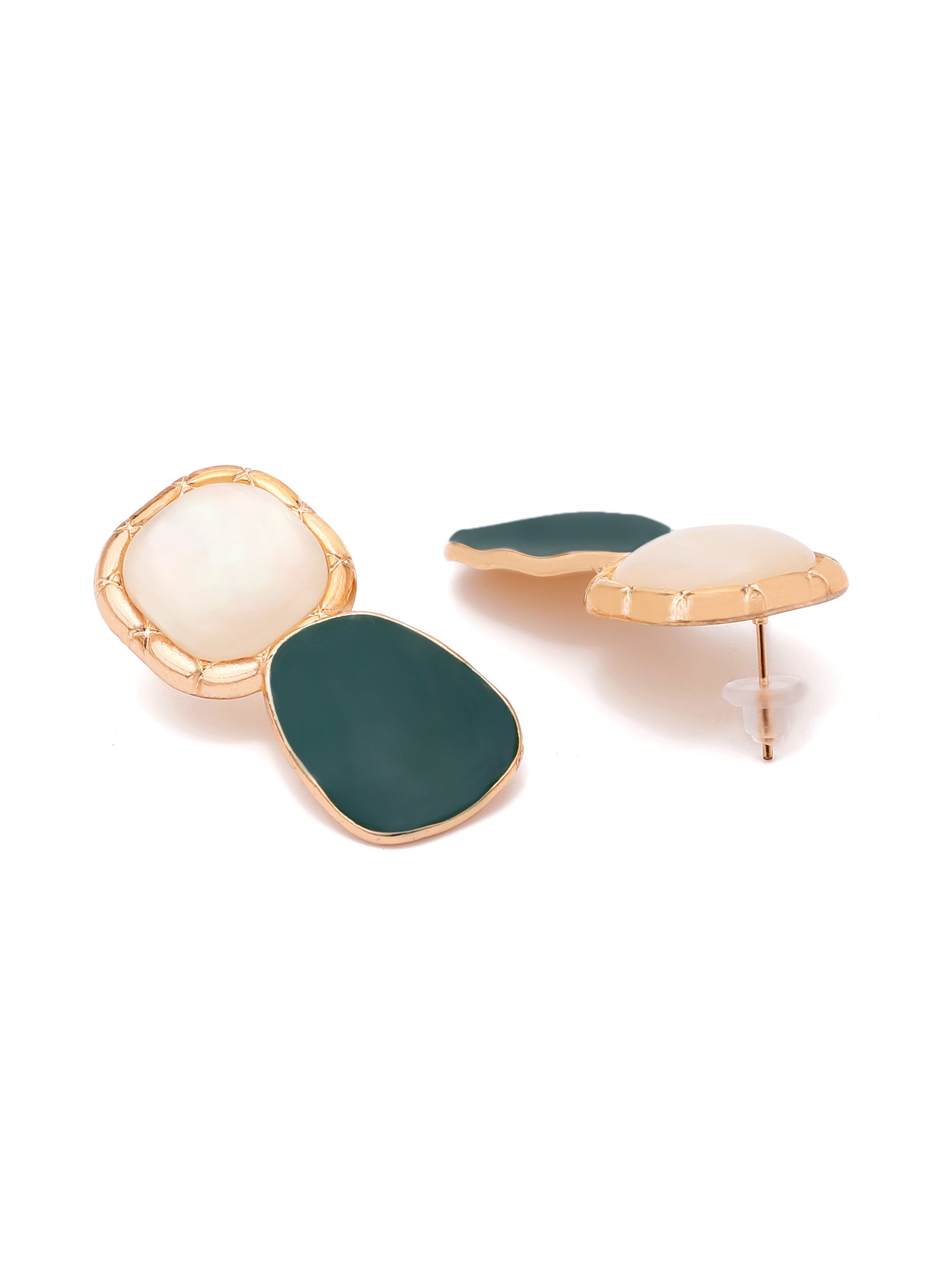 Gold Plated Green Statement Stone Drop Earring