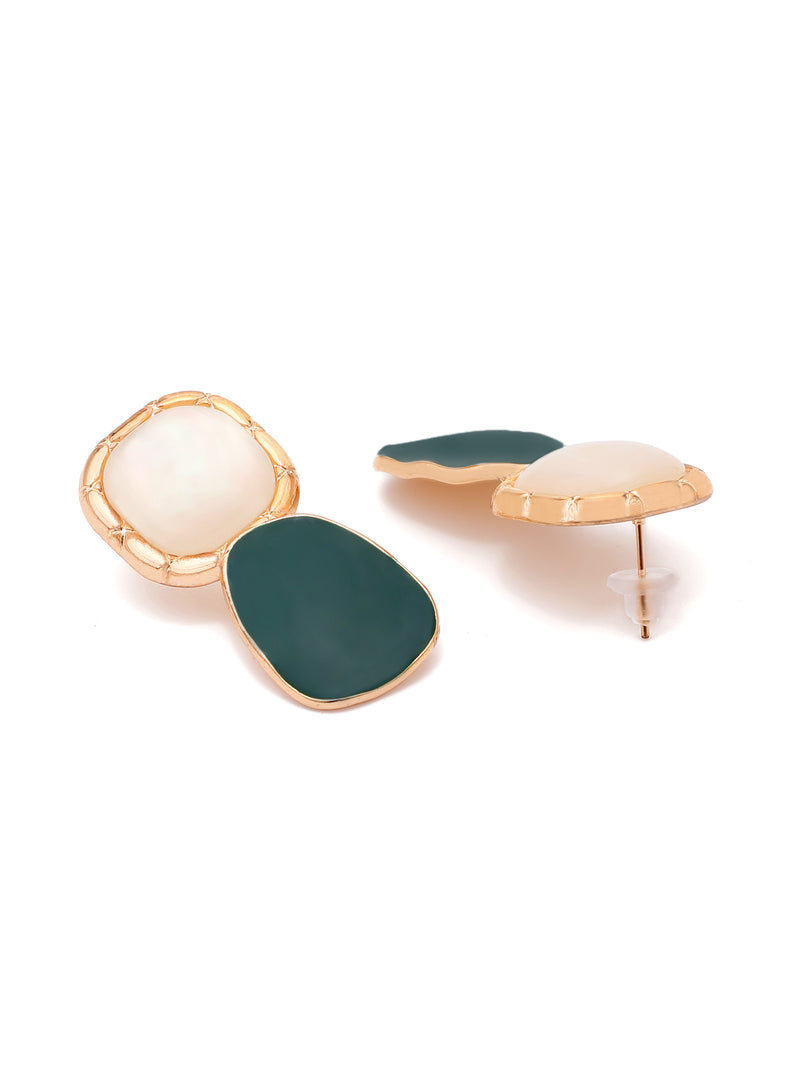 Gold Plated Green Statement Stone Drop Earring