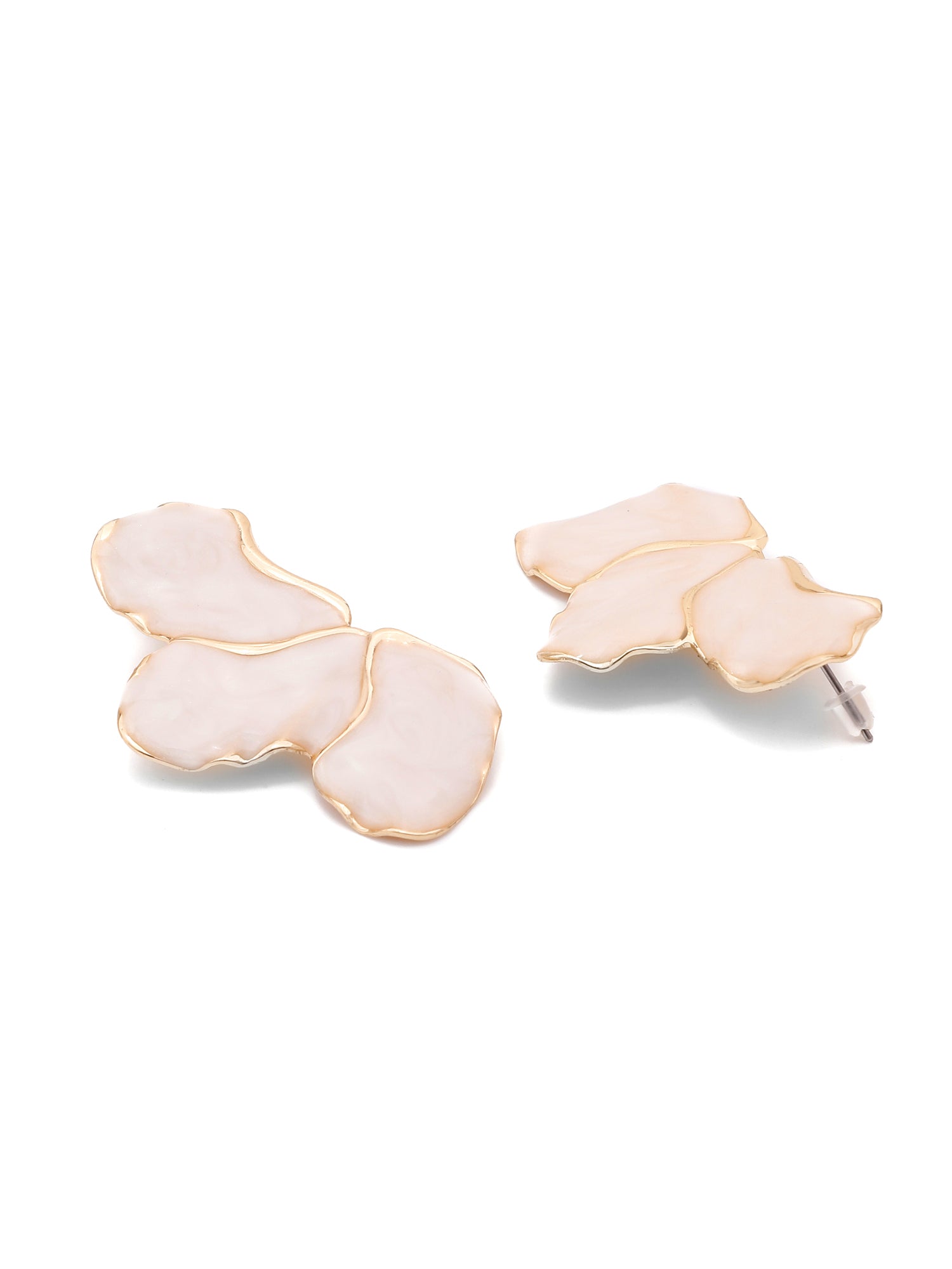 18k Gold Plated Enamel White Floral Stud Earrings