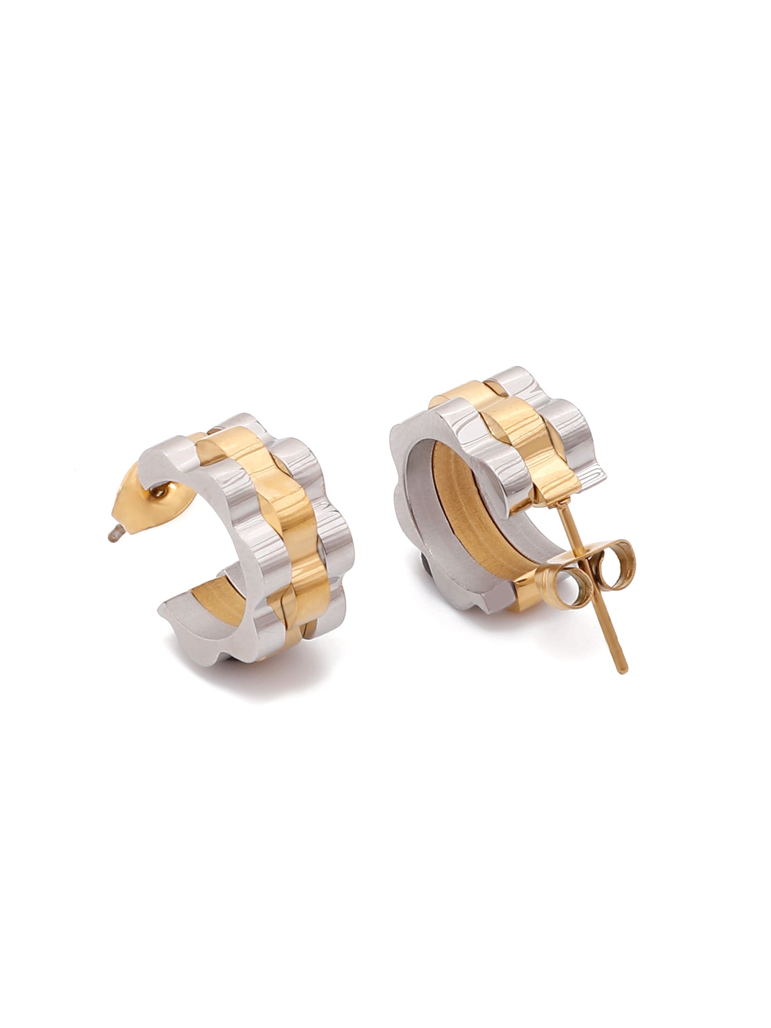 Two-Toned Classic Cuff Hoop Earrings
