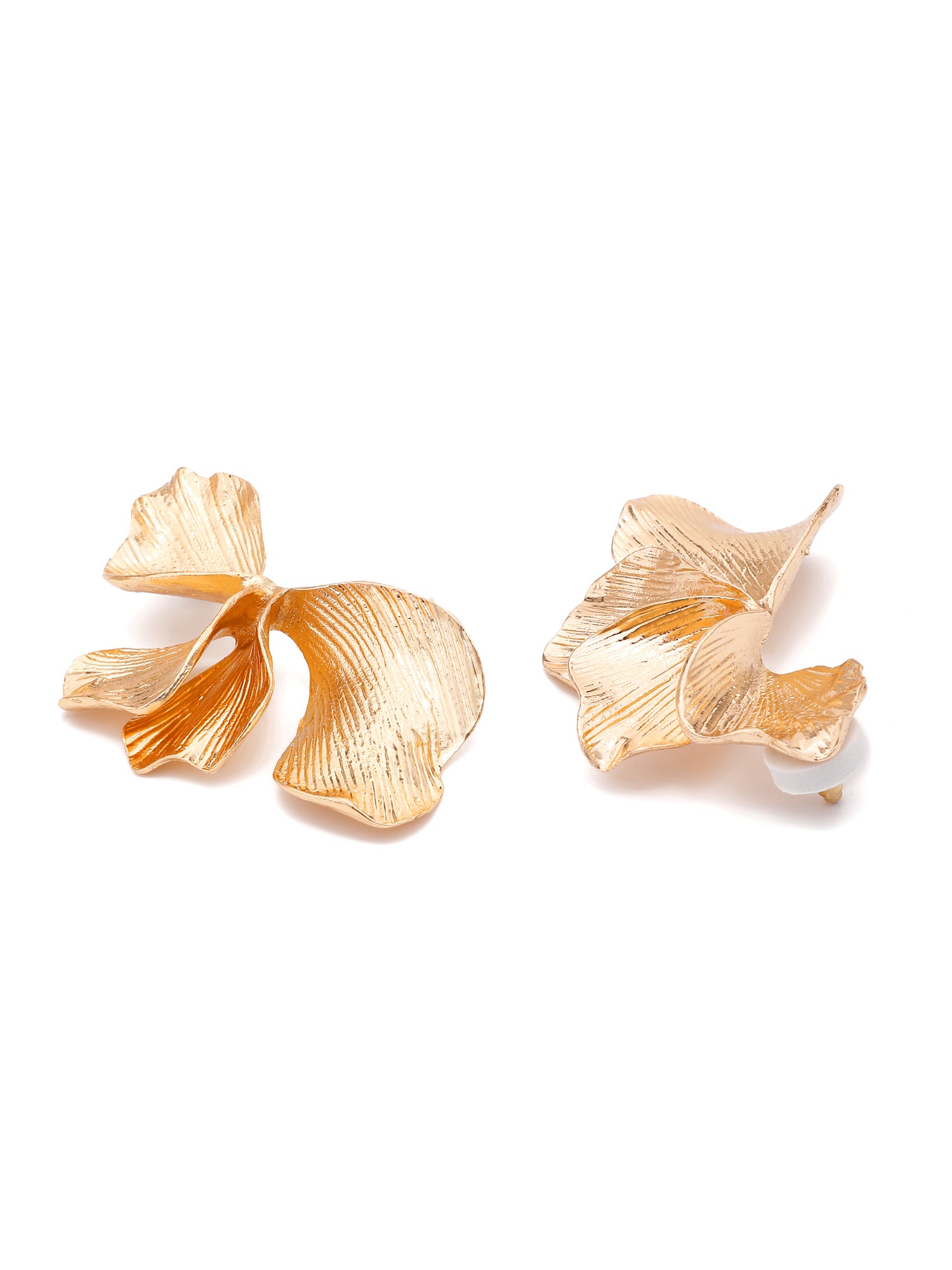 18k Gold-Plated Chunky Alloy Petal Stud Earrings