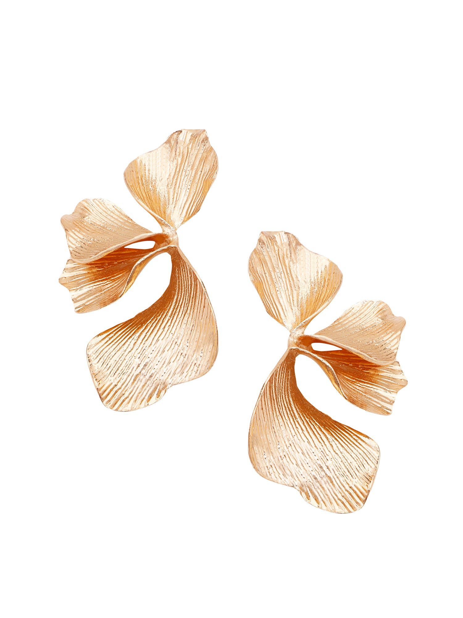 18k Gold-Plated Chunky Alloy Petal Stud Earrings