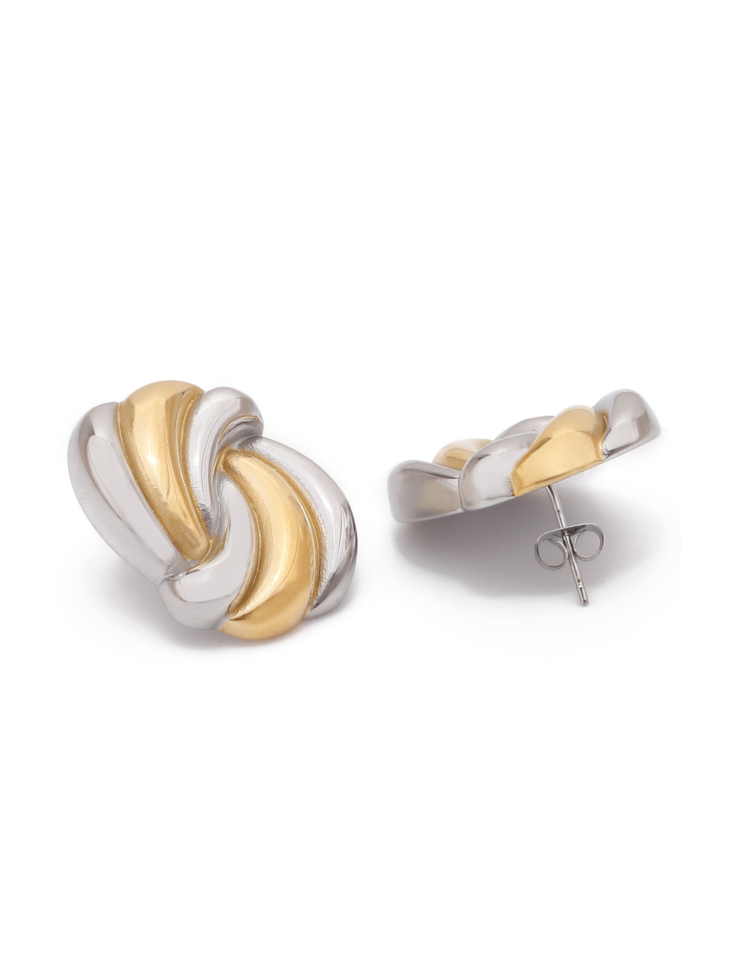 Two-Toned Wave Pattern Earrings