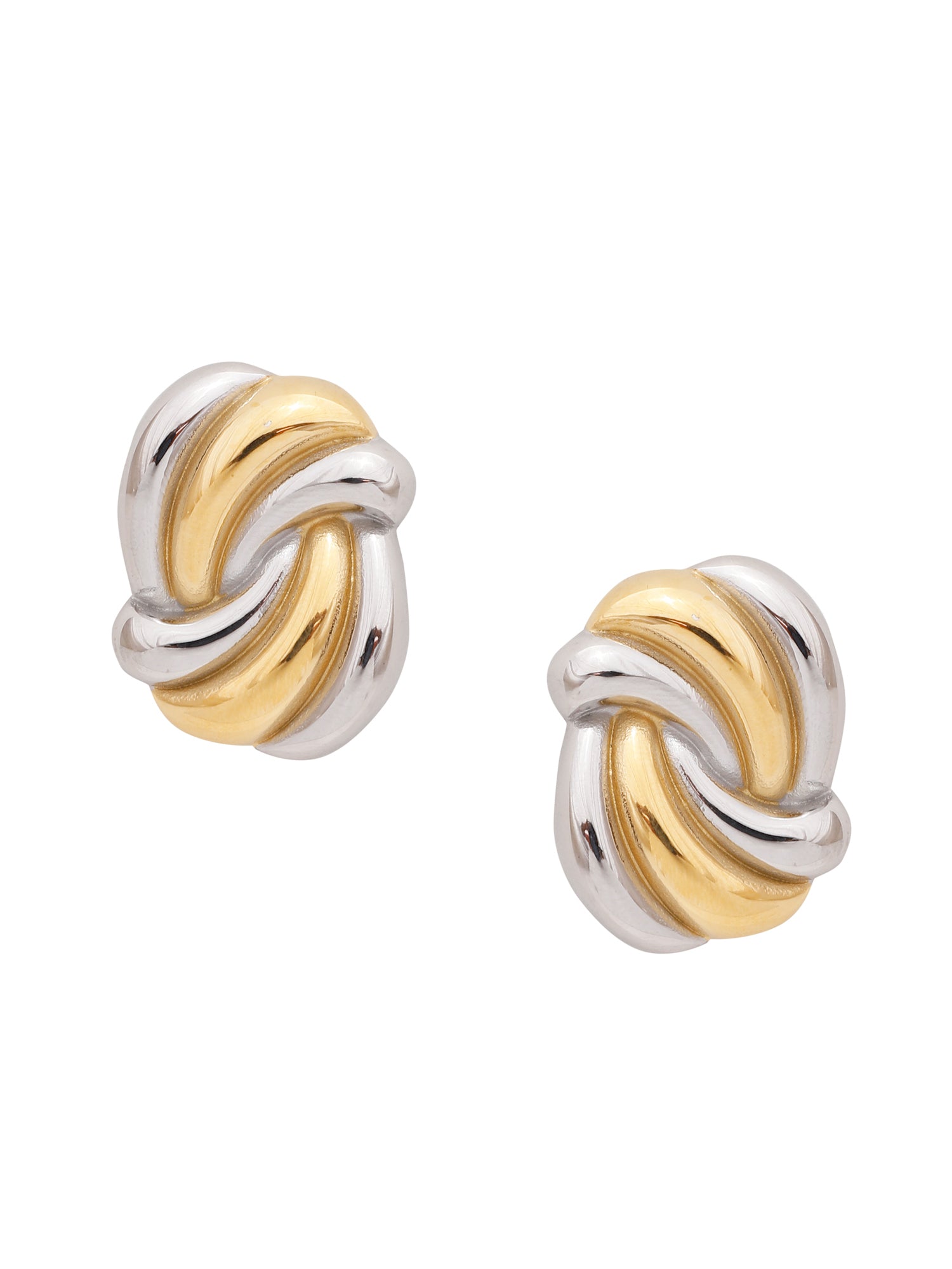 Uworld 1pc 18K Gold Plated Stainless Steel Wave Pattern Stud Earrings