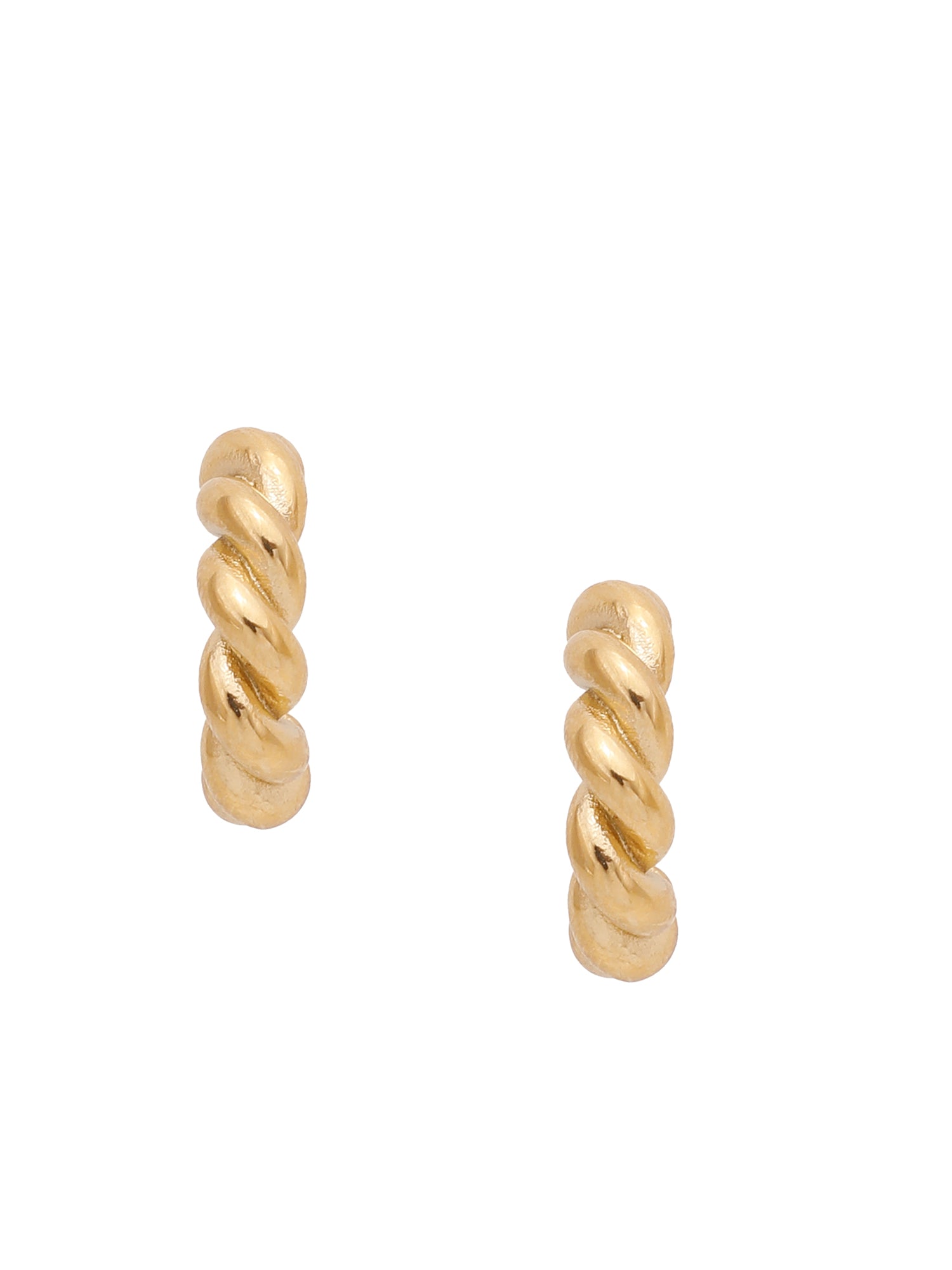 1 Pair Minimalist Twist Design 18K Gold-Plated Stainless Steel Hoop Earrings