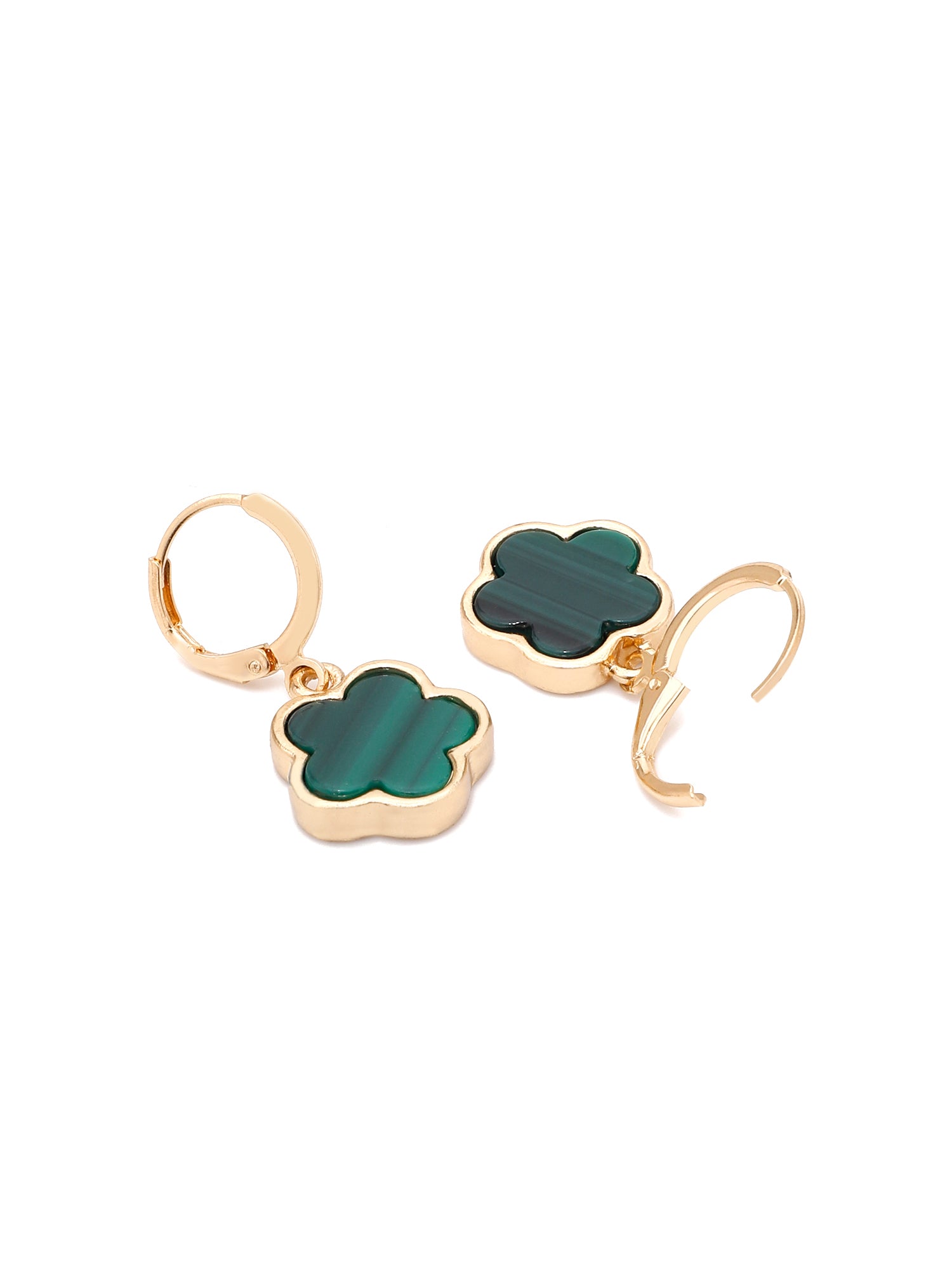 Leaf Clover Earrings – Green Enamel Danglers