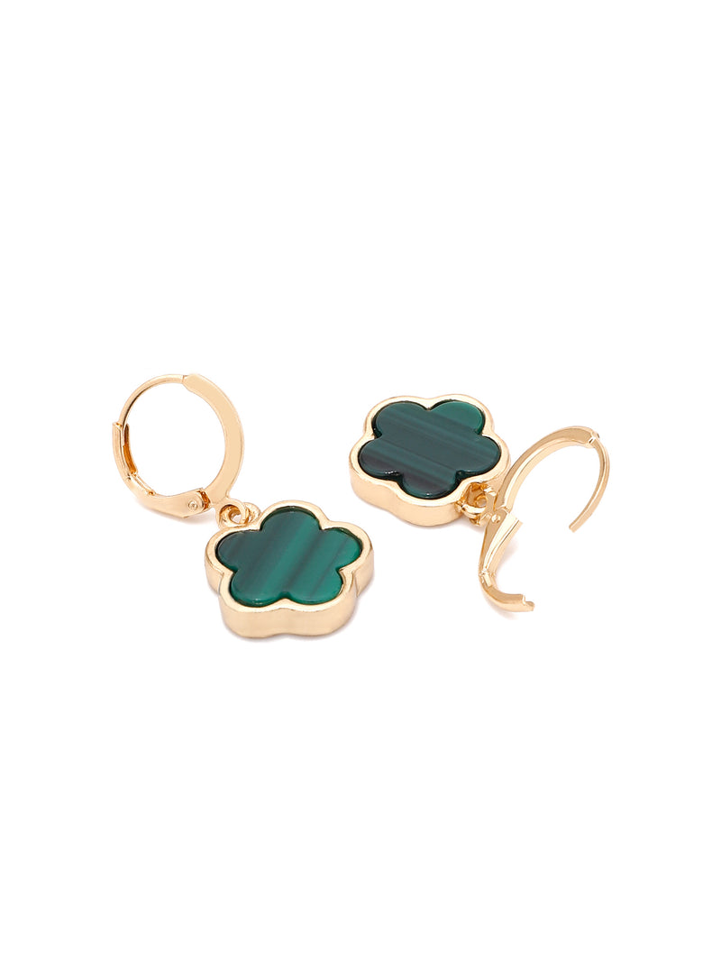 Leaf Clover Earrings – Green Enamel Danglers
