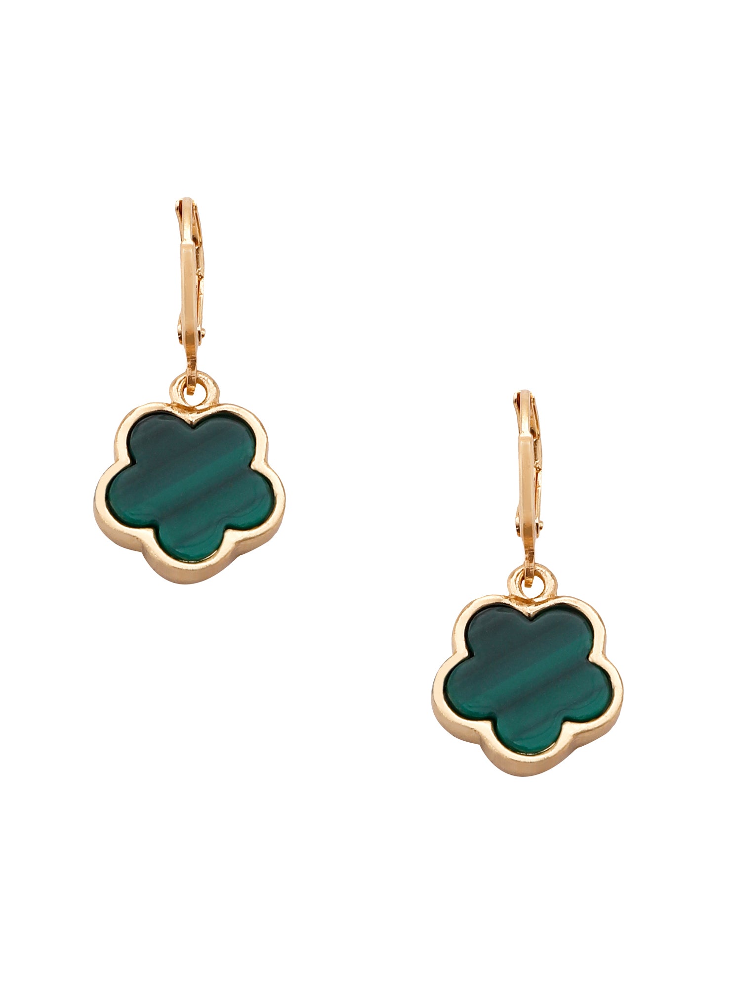Leaf Clover Earrings – Green Enamel Danglers