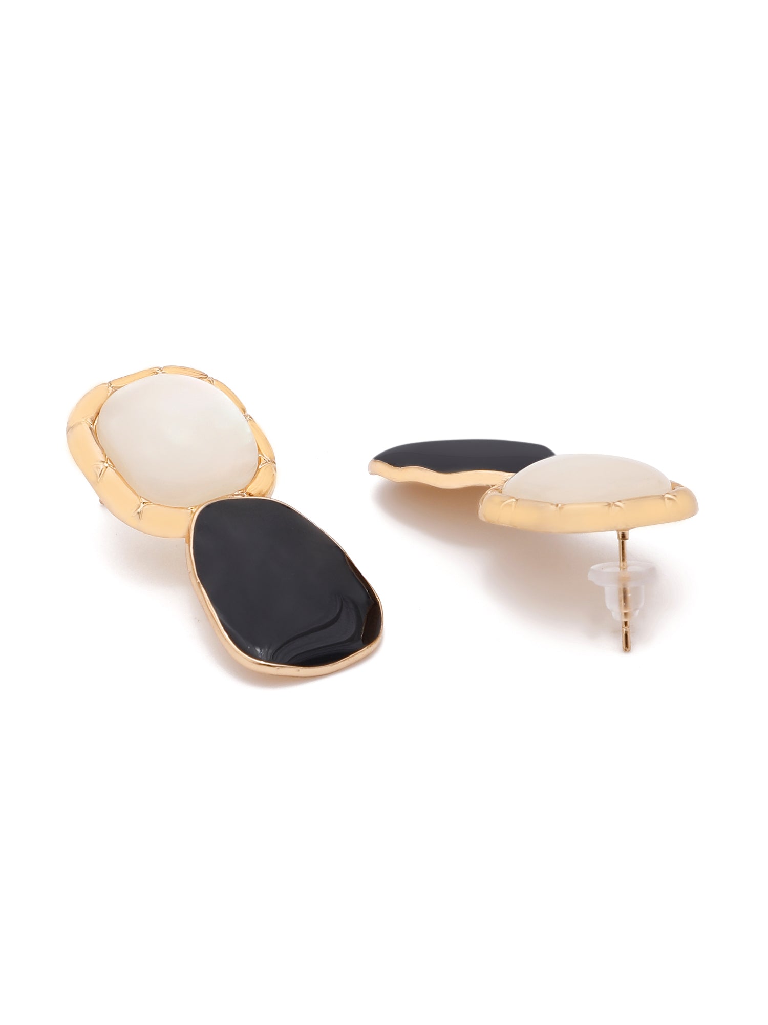 Gold Plated Black Statement Stone Drop Earring