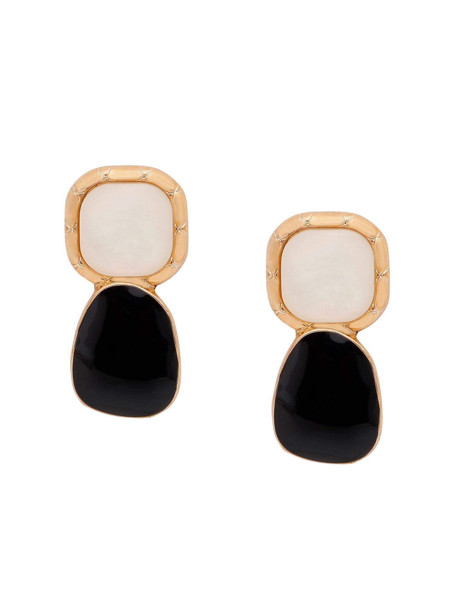 Gold Plated Black Statement Stone Drop Earring