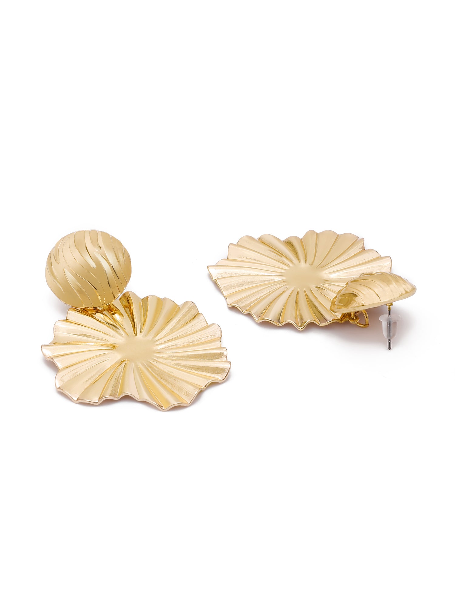 18k Gold Plated Statement Chunky Flower Drop Earrings