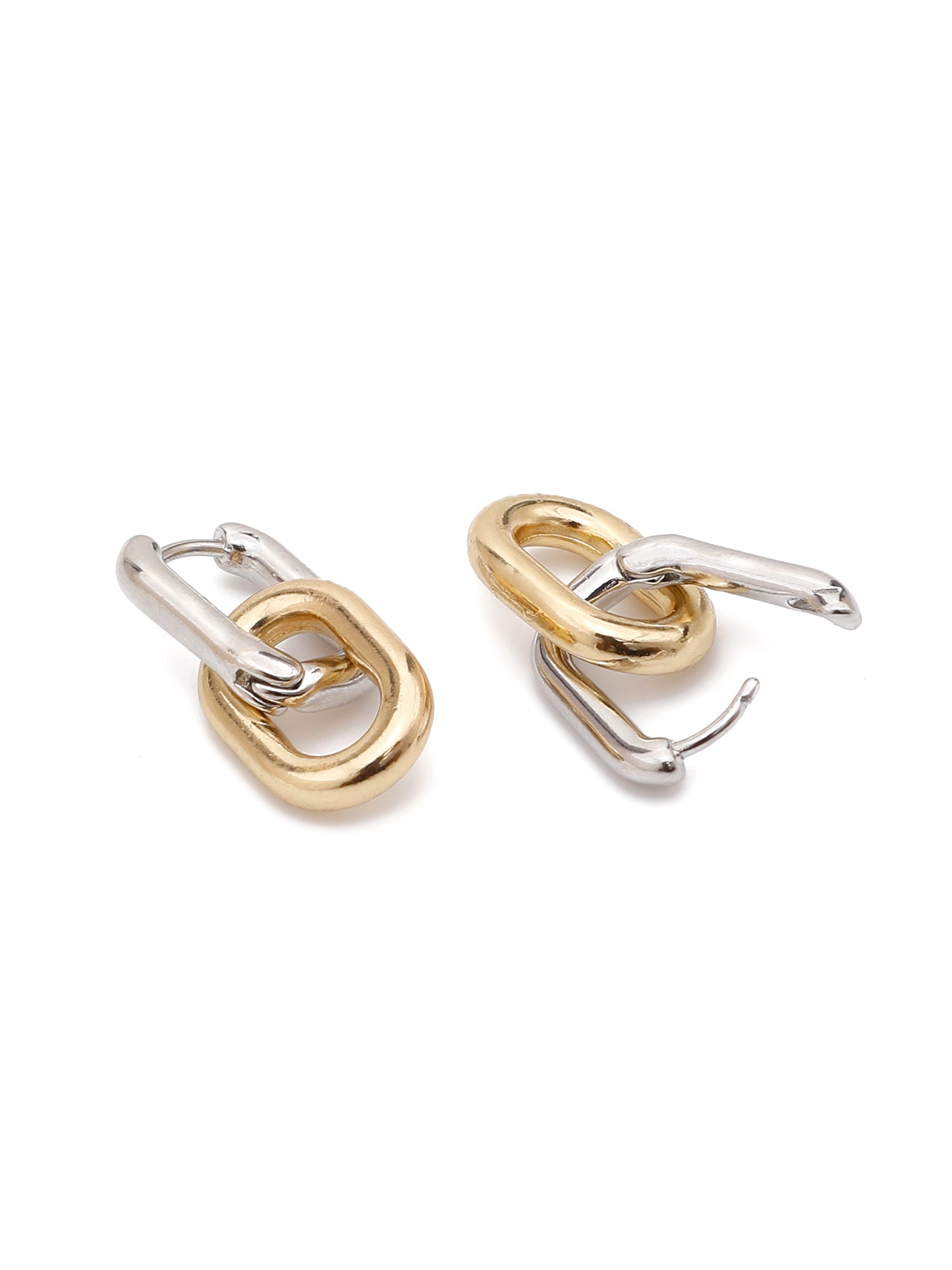 Two Tone Chunky Chain Drop Earrings