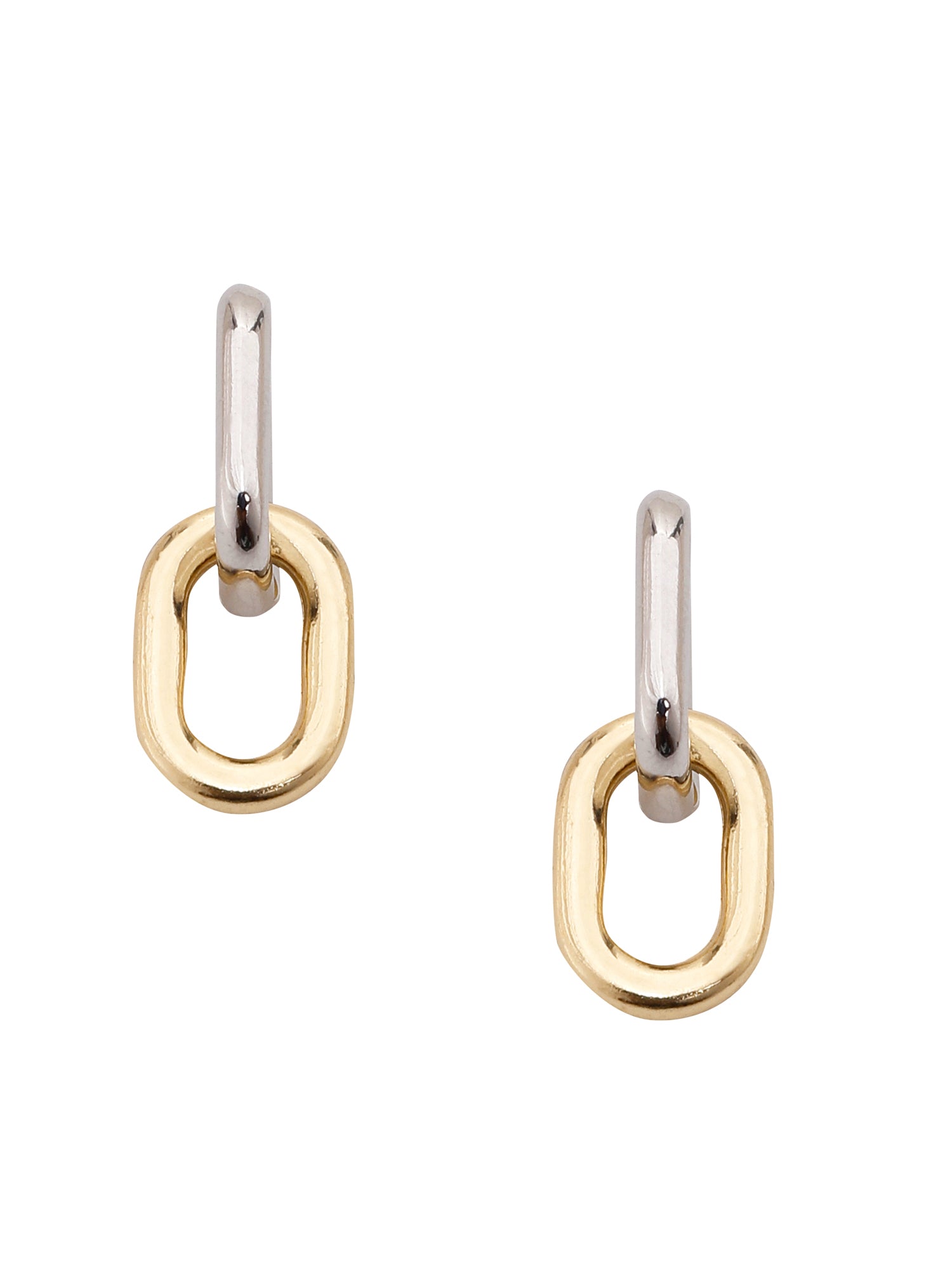 Two Tone Chunky Chain Drop Earrings
