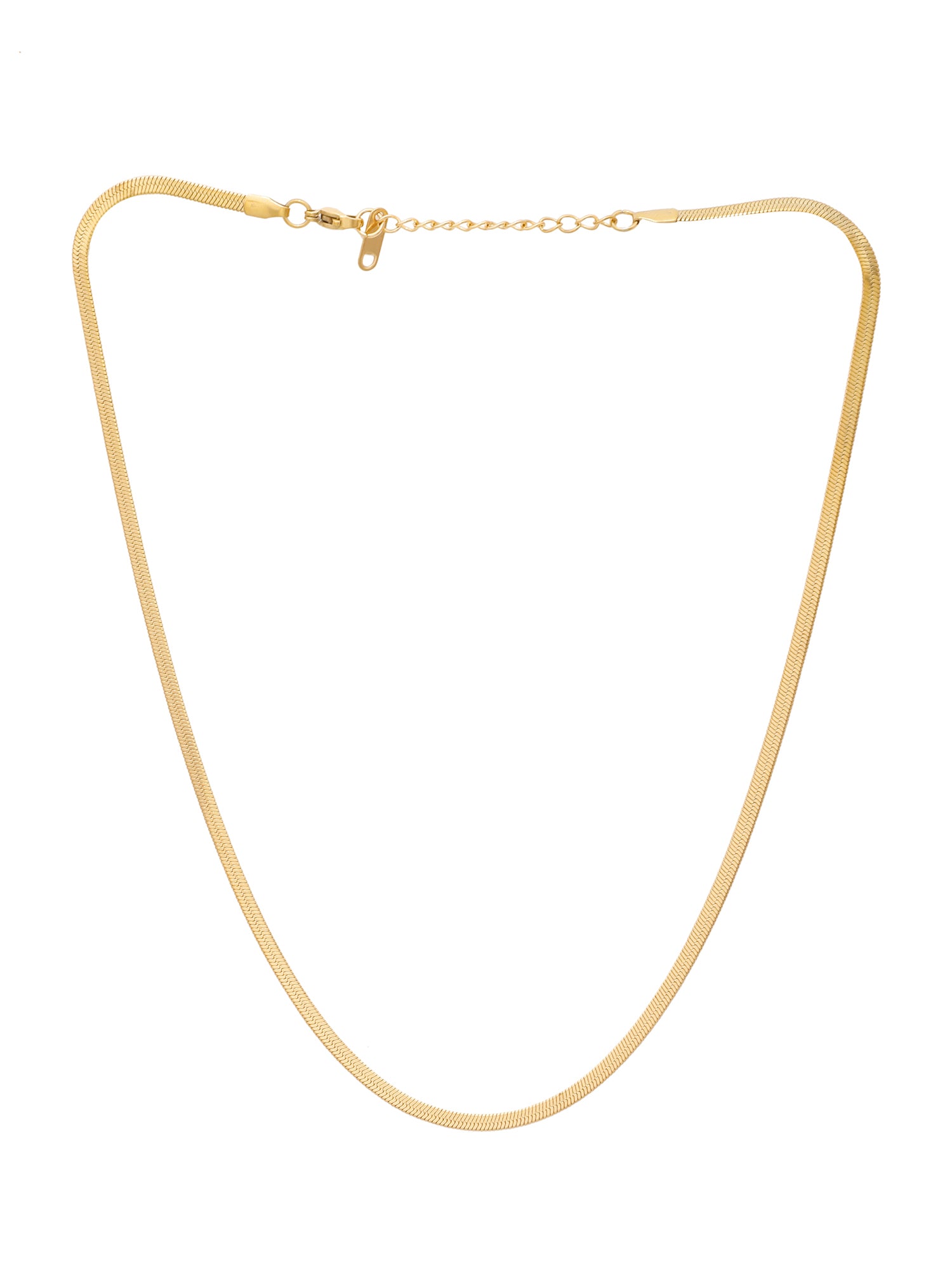 2-Piece 18K Gold Plated Flat Snake Chain Necklace and Bracelet Set for Women
