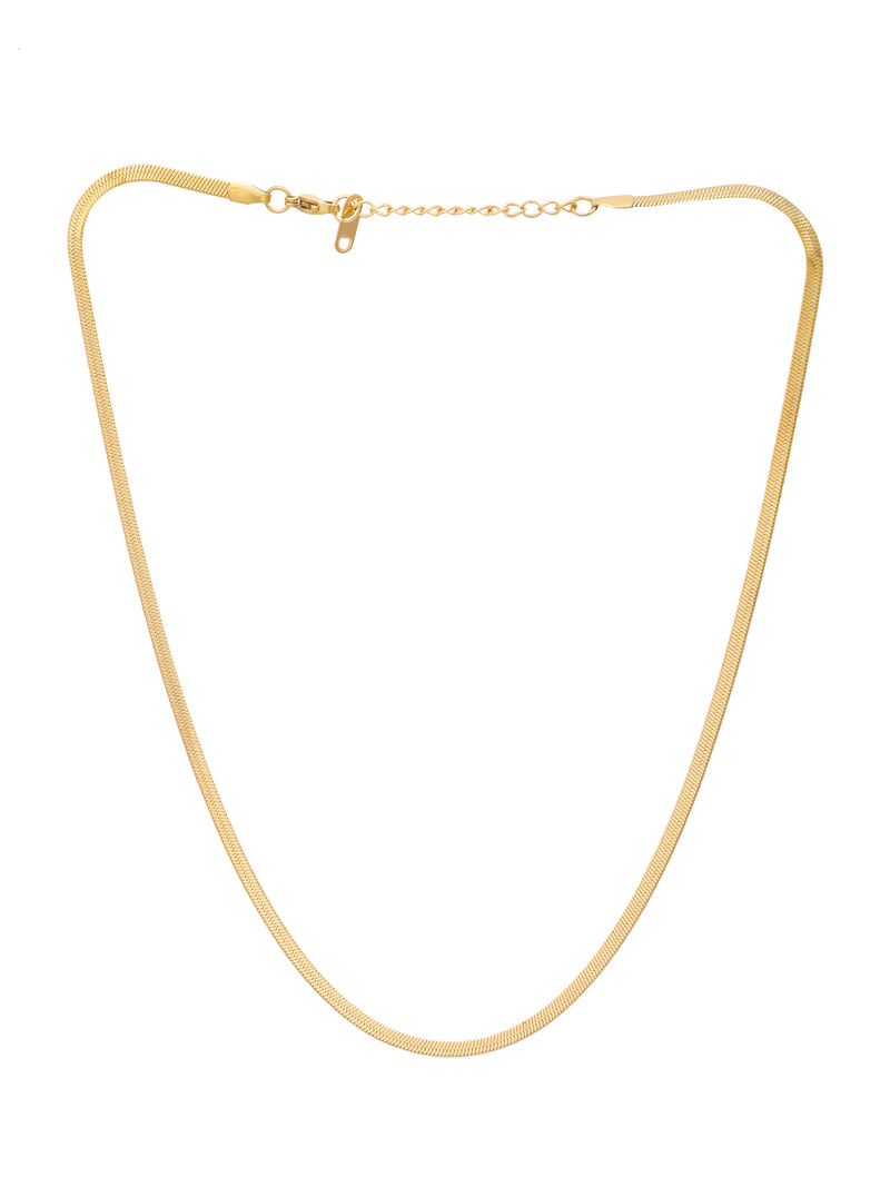 2 Pcs Flat Gold Snake Chain & Bracelet Set