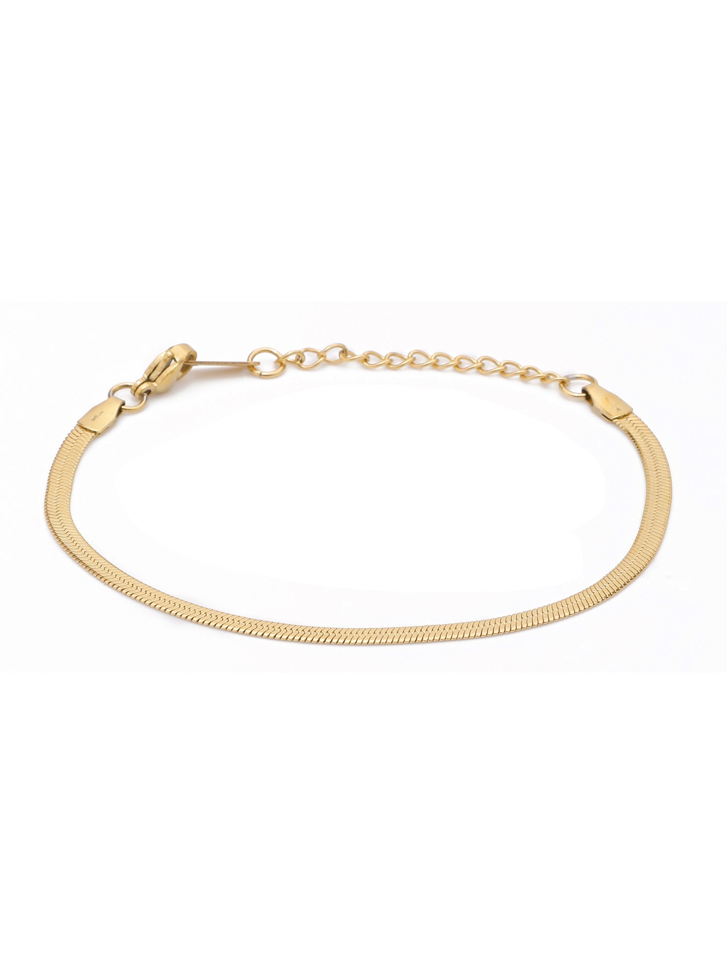 2-Piece 18K Gold Plated Flat Snake Chain Necklace and Bracelet Set for Women