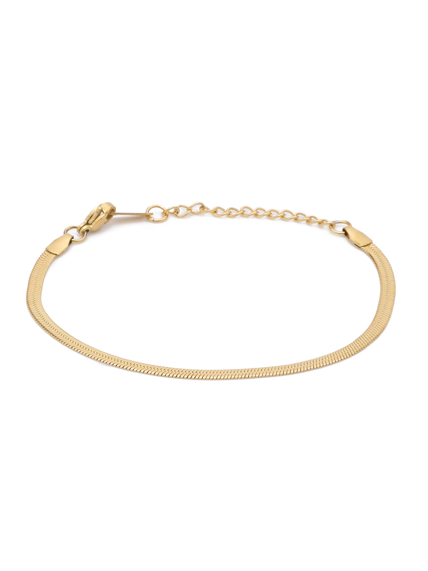 2 Pcs Flat Gold Snake Chain & Bracelet Set