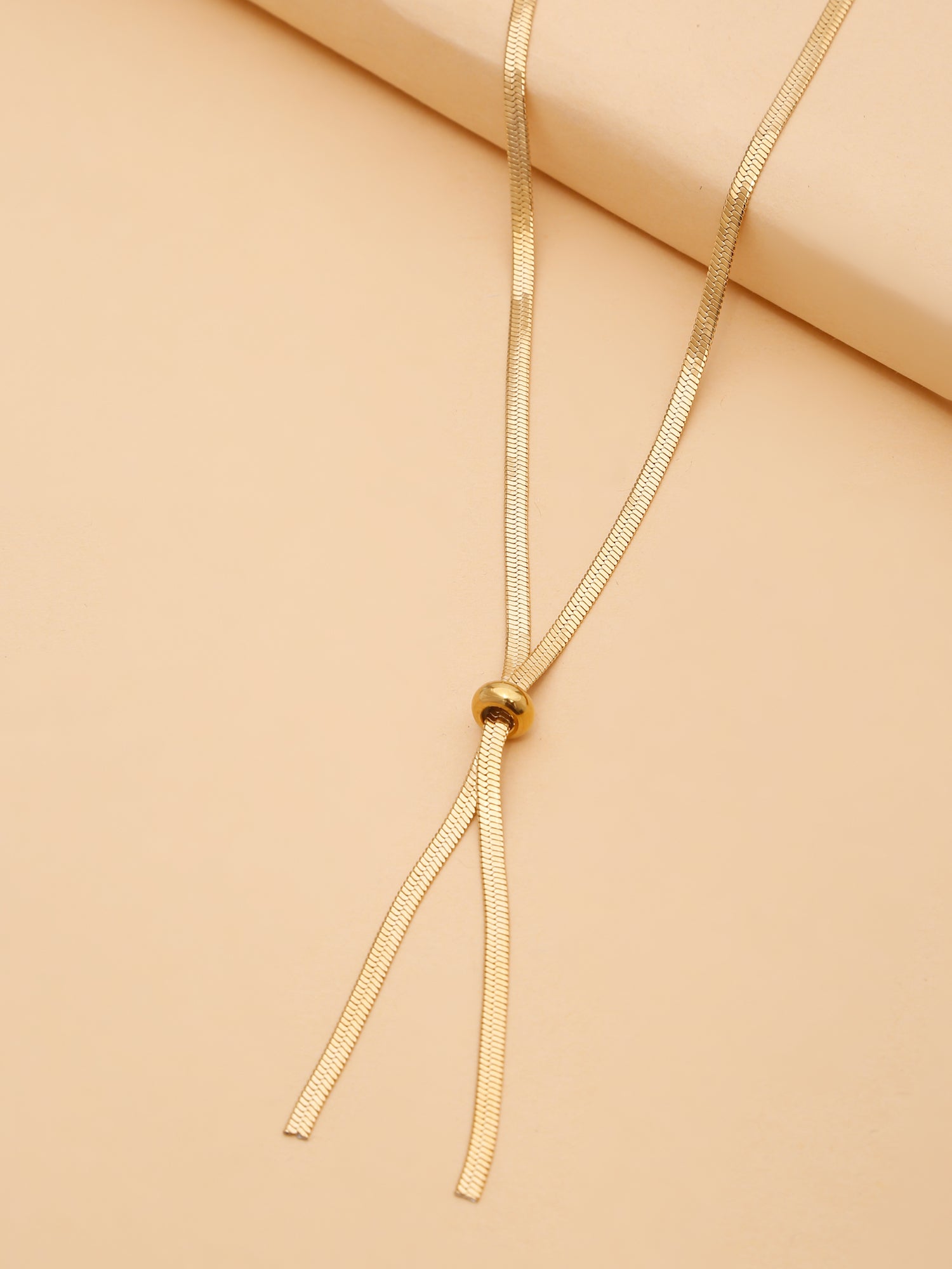 Adjustable 18K Gold Plated Geometric Snake Chain Necklace for Women