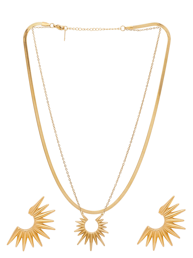 18k Gold Plated Sunset Necklace & Earrings Jewellery Set