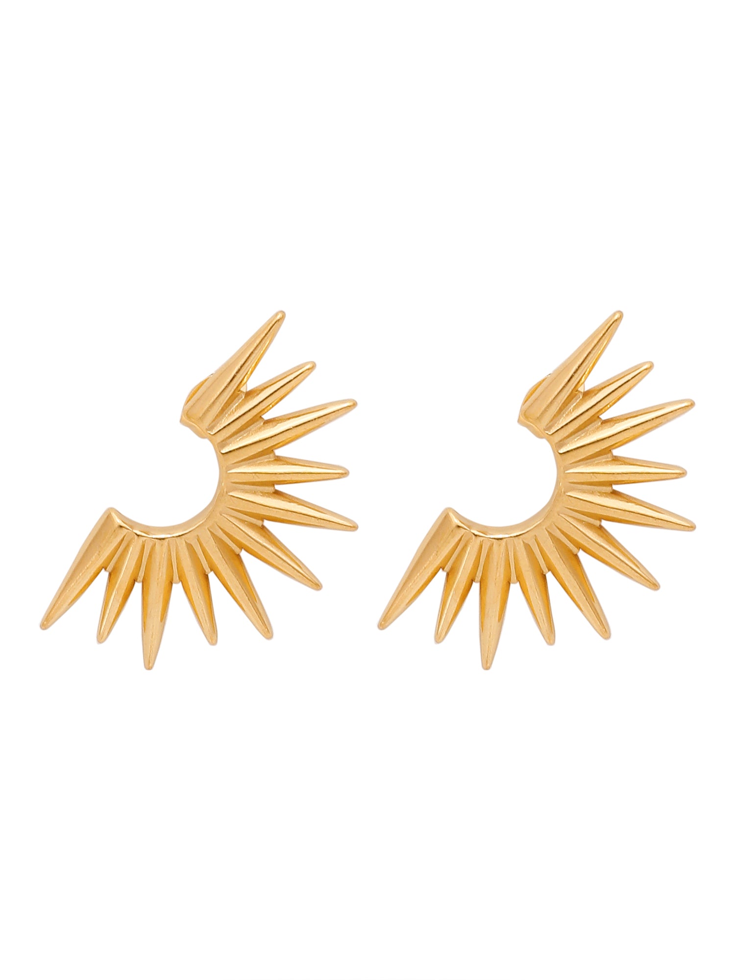 3pcs/Set 18k Gold Plated Stainless Steel Sunset Pendant Necklace + Earrings Jewelry Set for Women